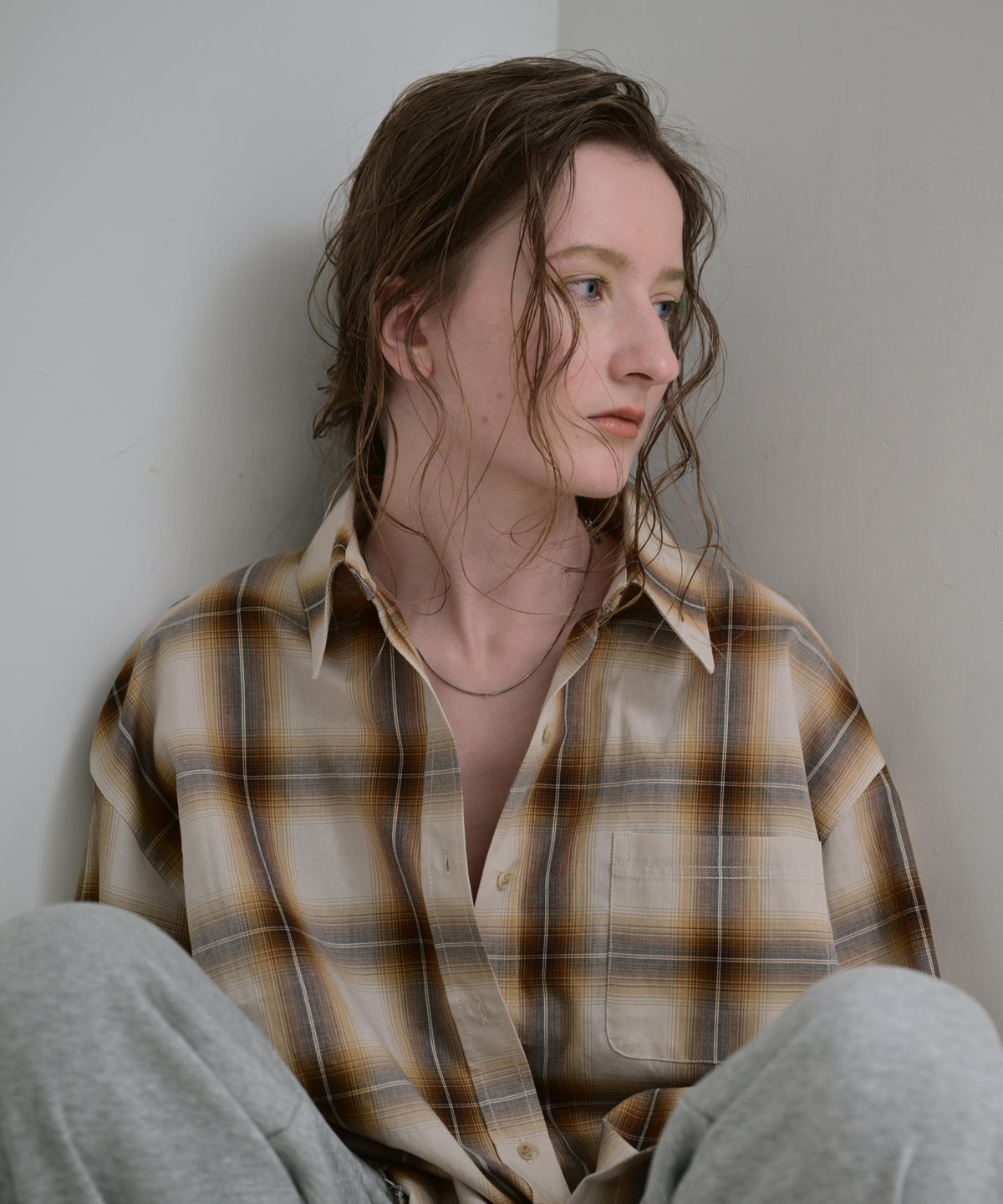 Frayed Hem Ombre Check Shirt