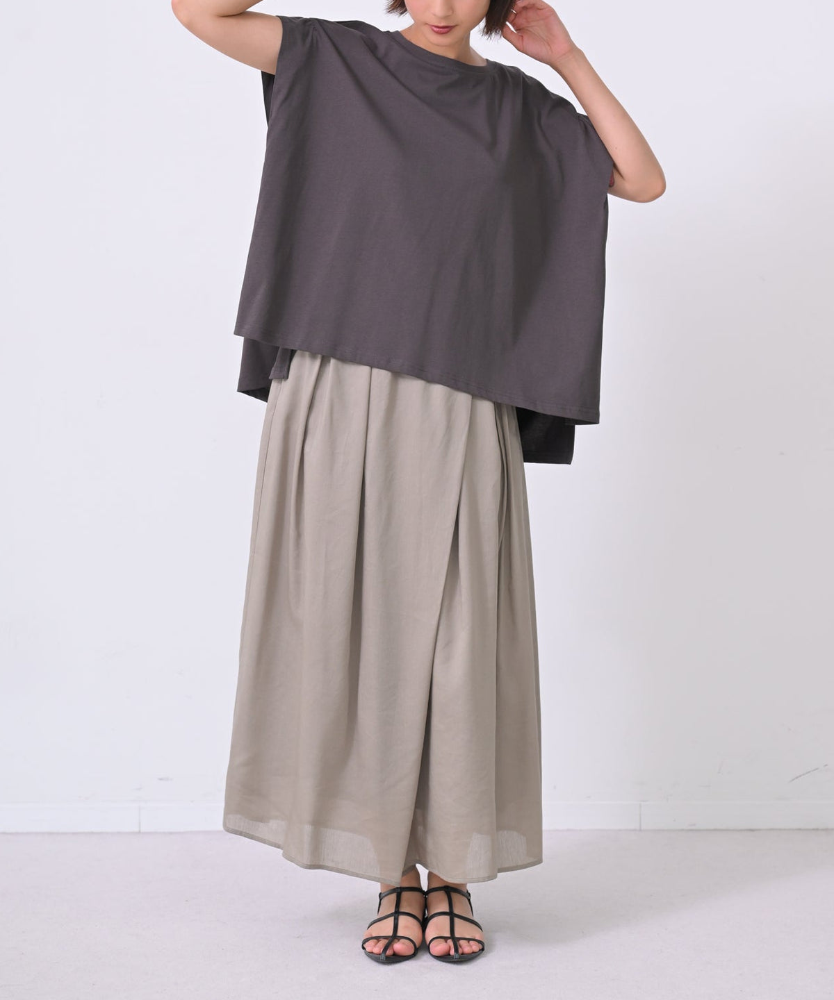 Wrap-Style Cropped Pants カーキ