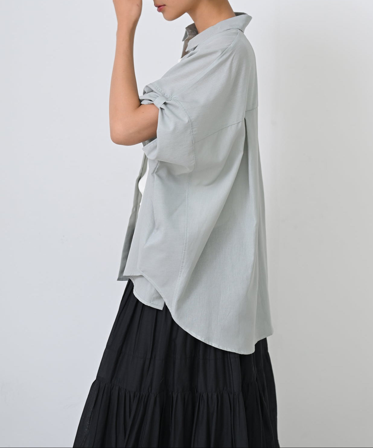Sleeve Button Sheer Blouse