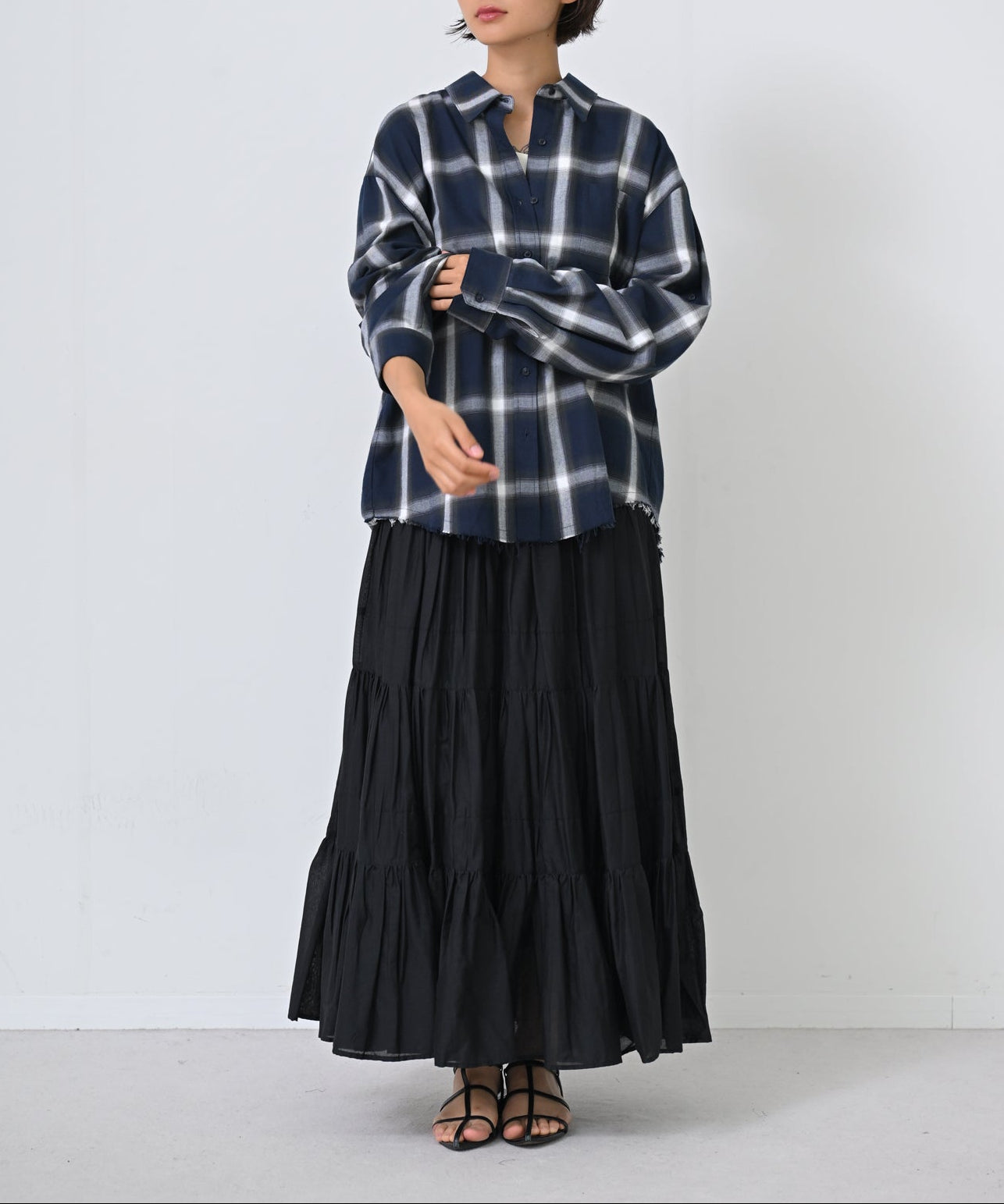 ネイビーチェック　model：H166cm