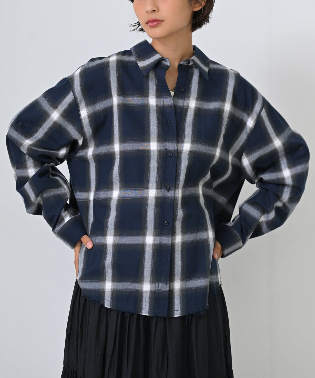 ネイビーチェック　model：H166cm