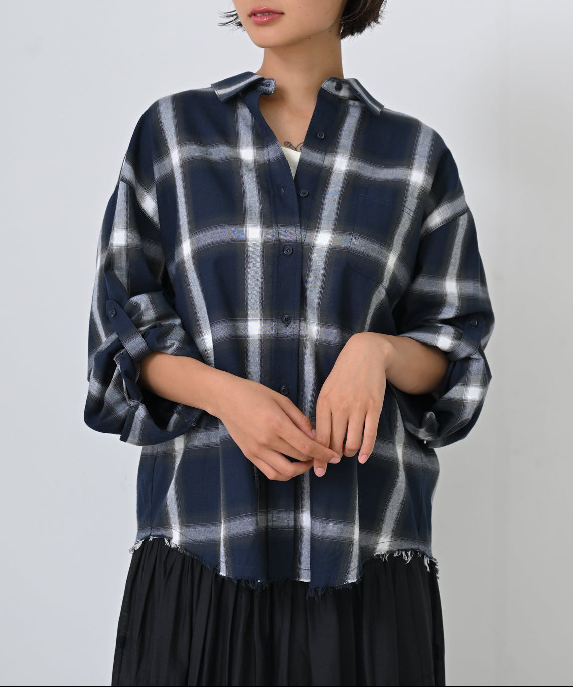ネイビーチェック　model：H166cm