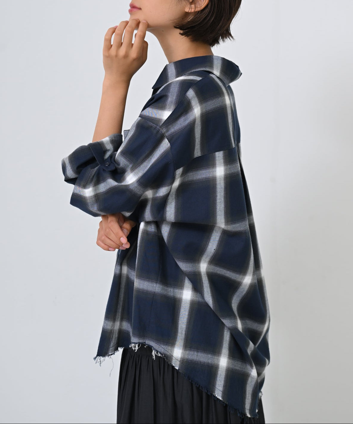 ネイビーチェック　model：H166cm