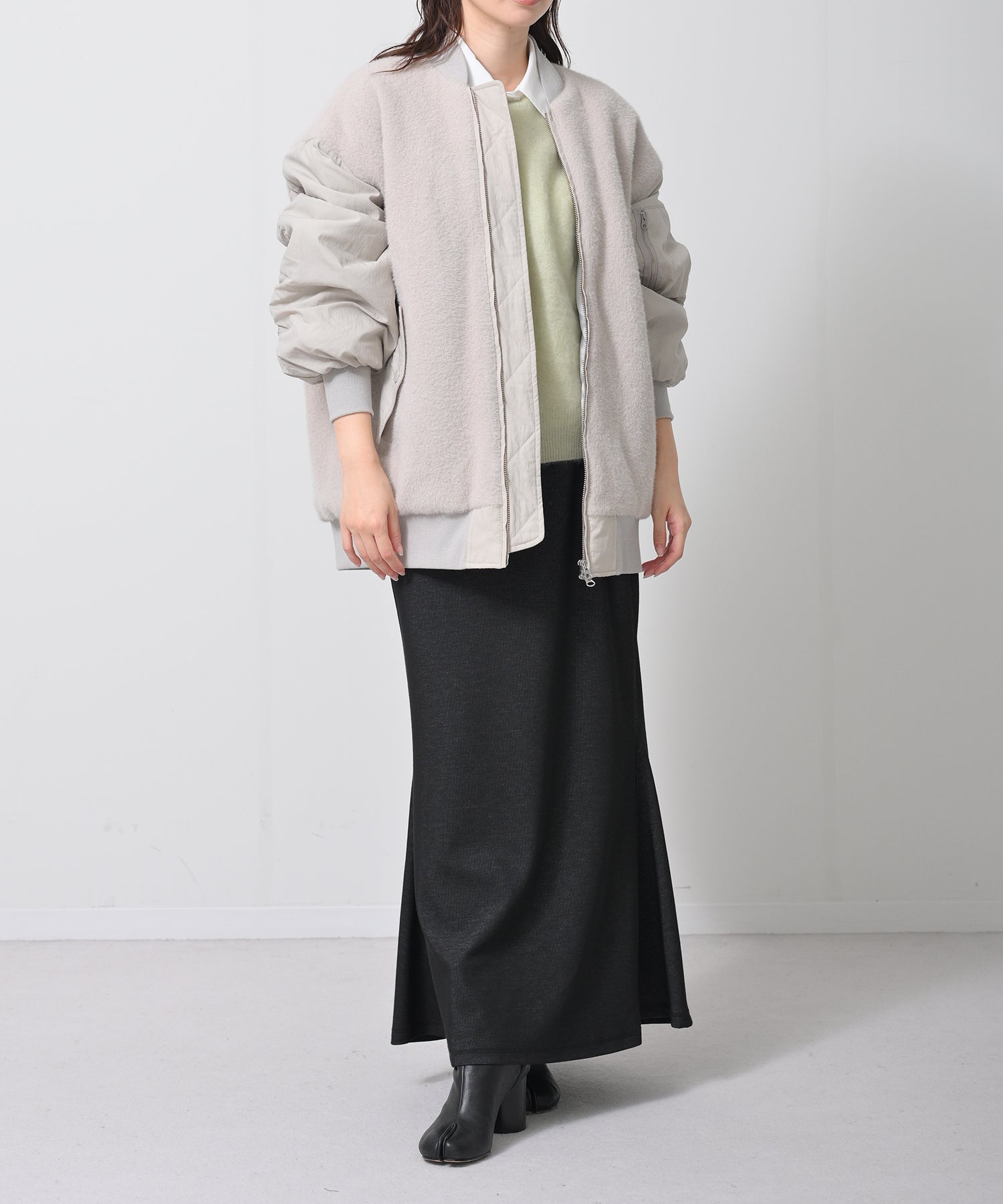 Mixed Texture Bomber Jacket