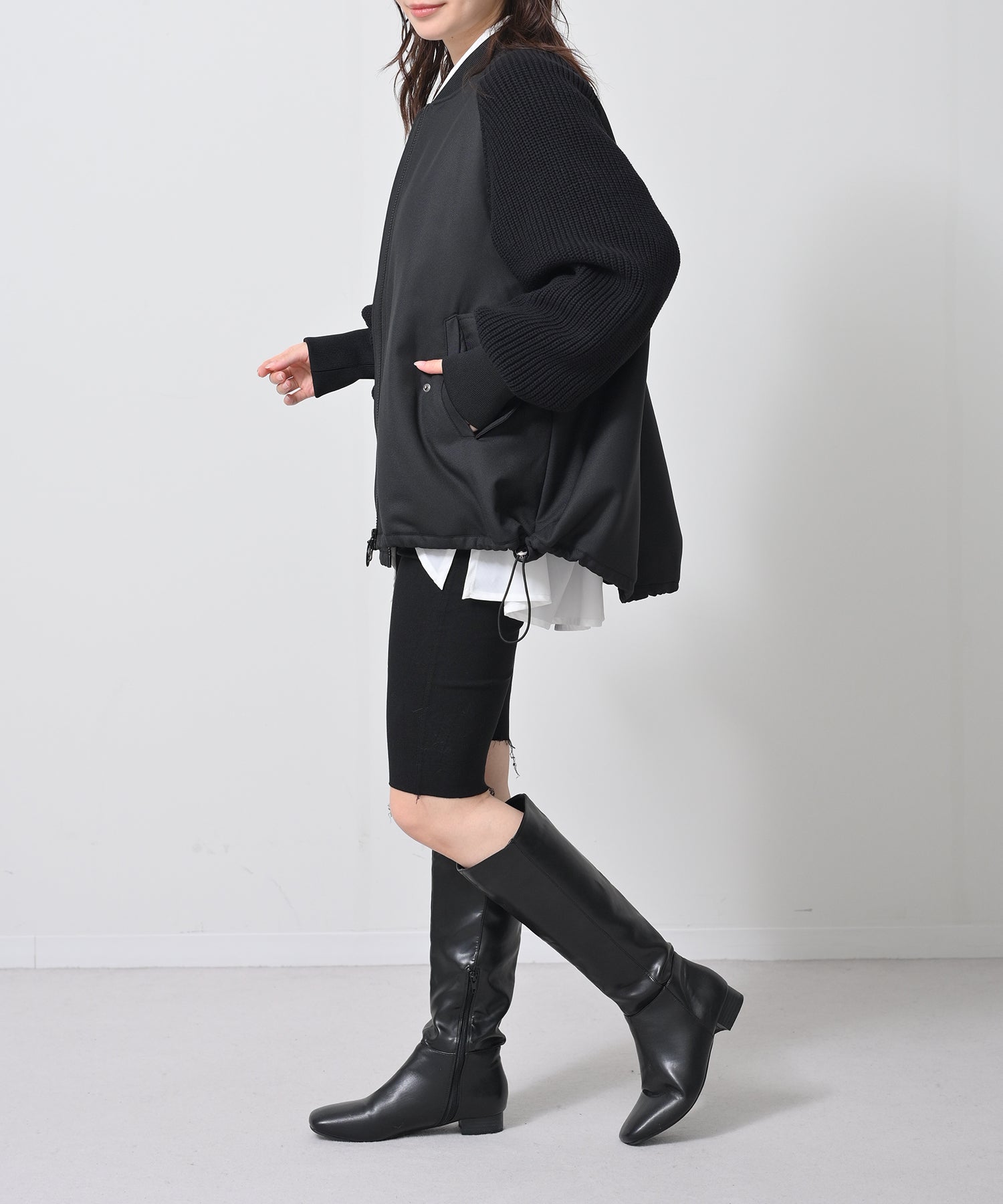 Hybrid Knit Sleeve Coat