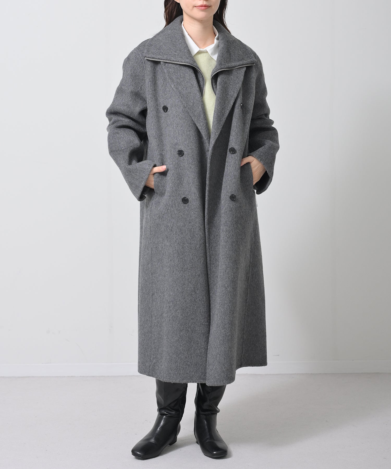 SH1☆美品☆ベルベスト☆希少伊製高級スプリングコート40ブラウン 完売のため再生産】Structured Double Wool Coat