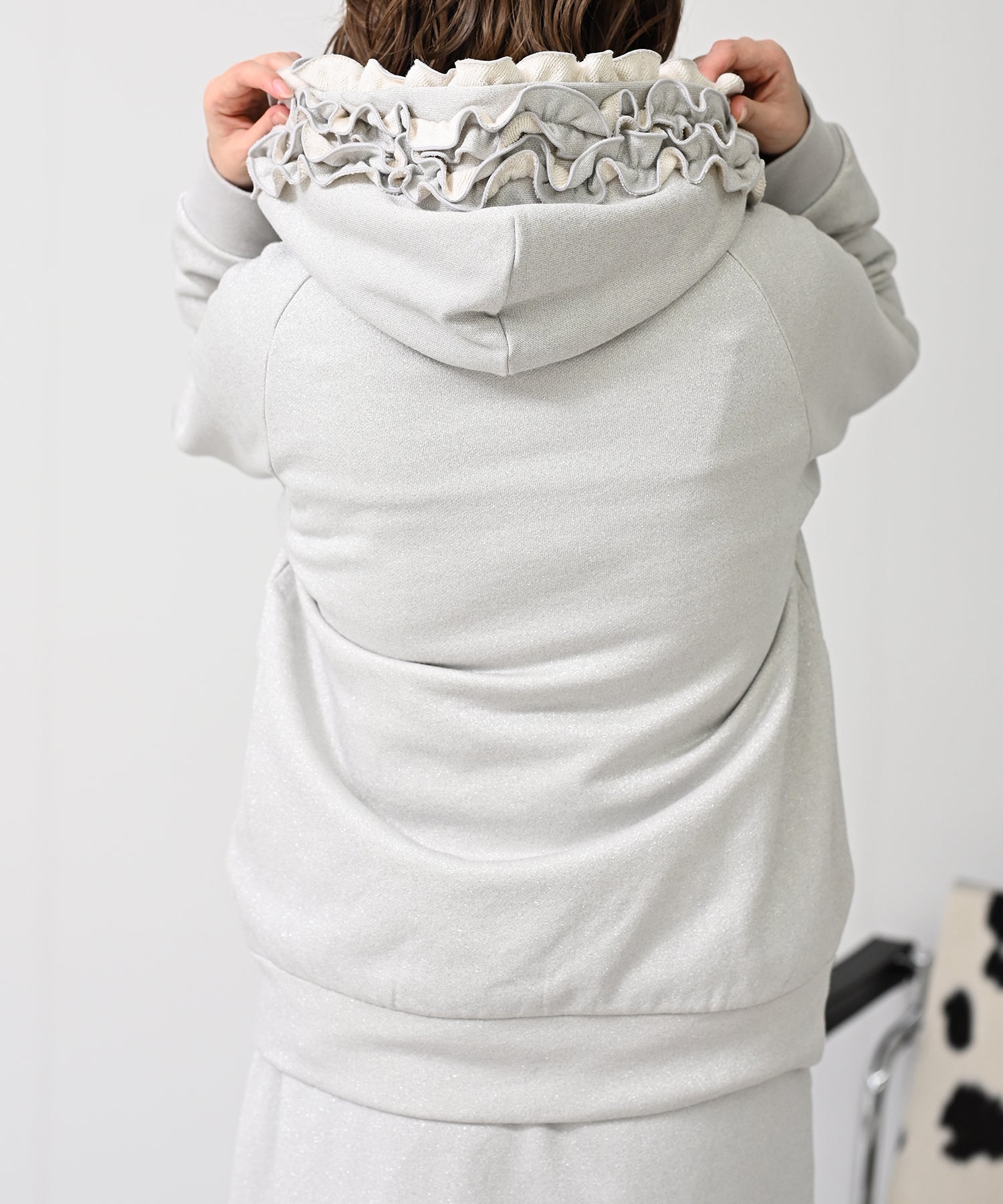 Frilled glitter hoodie