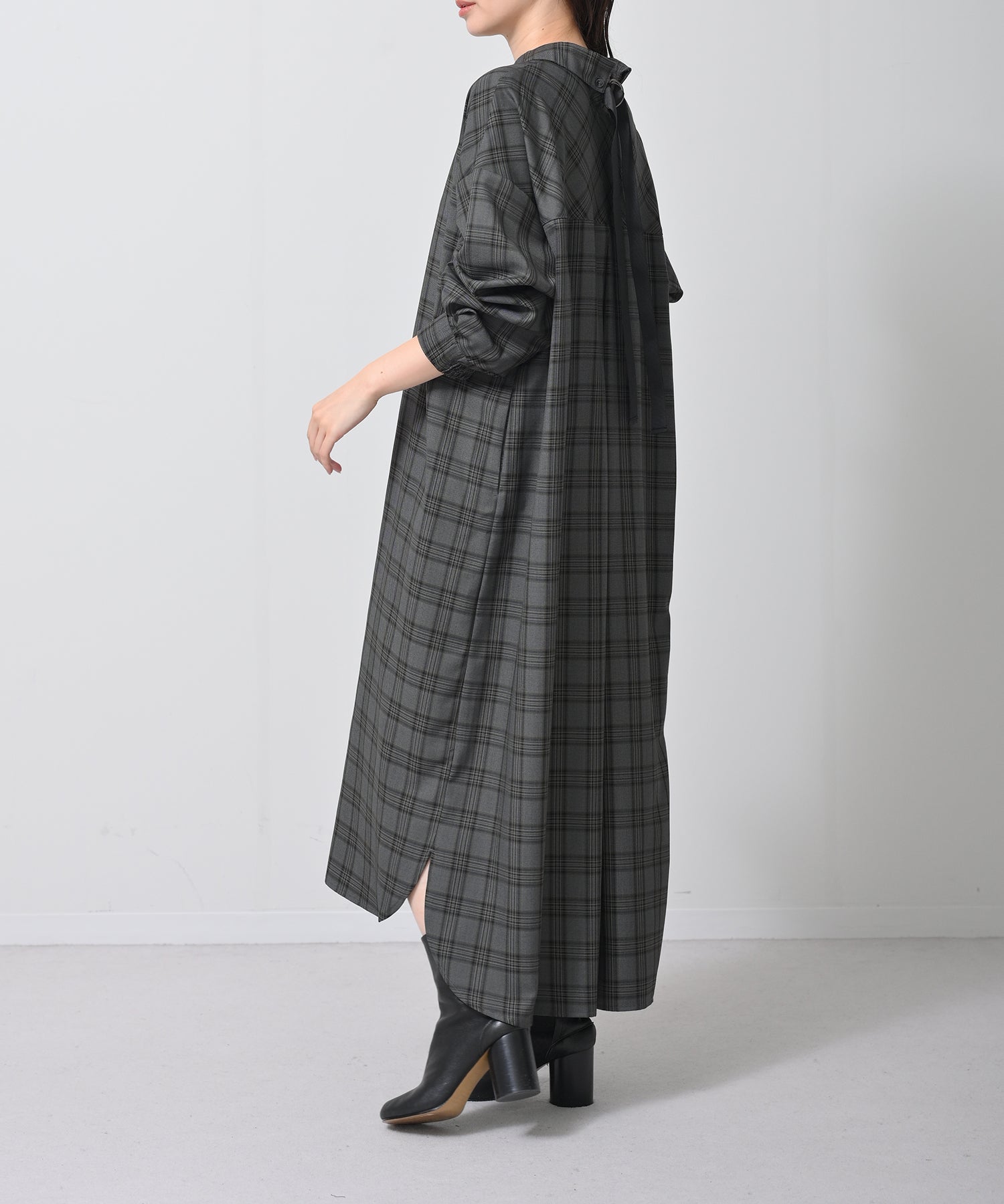 グレー×イエローチェック　model：H160