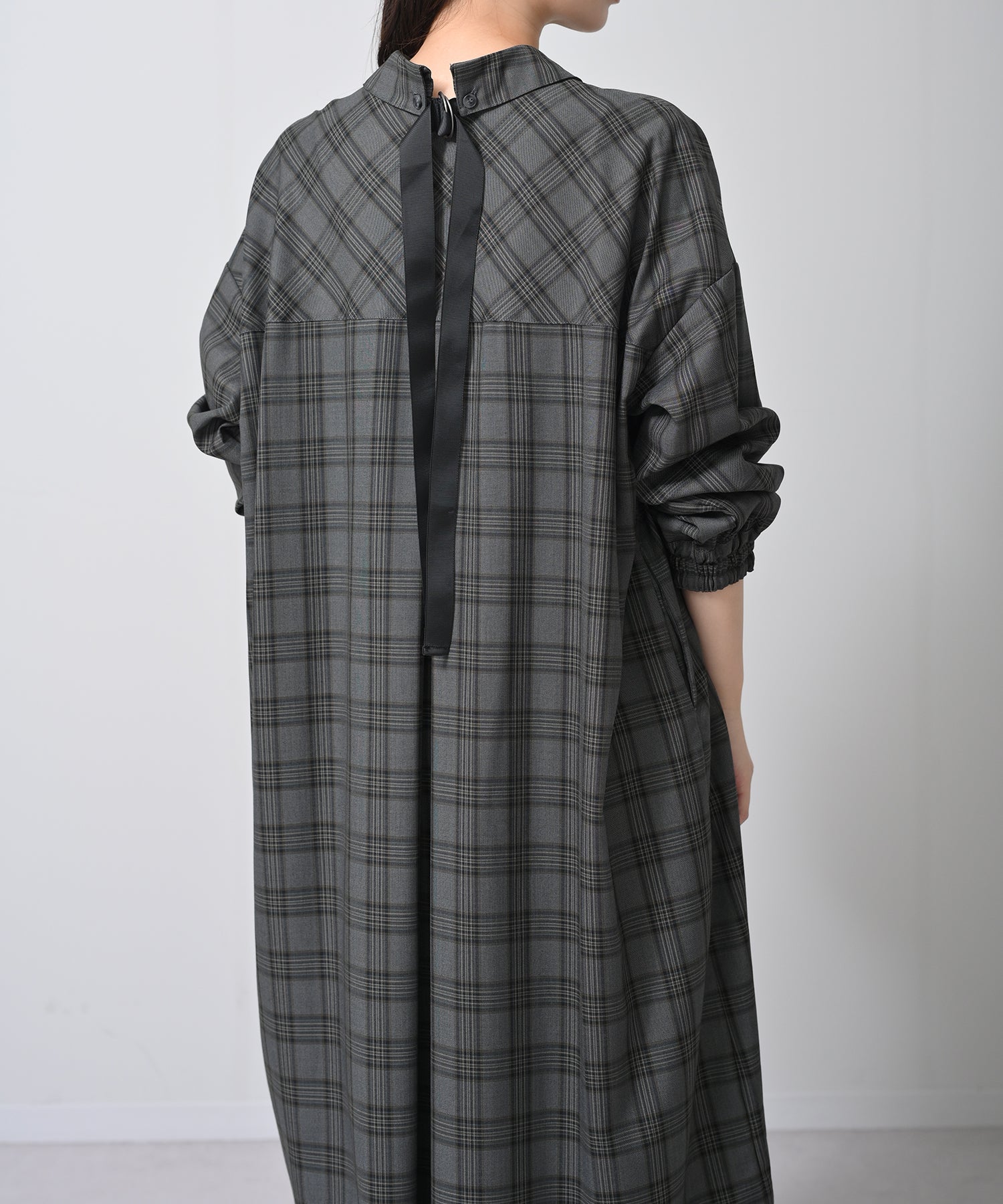 グレー×イエローチェック　model：H160