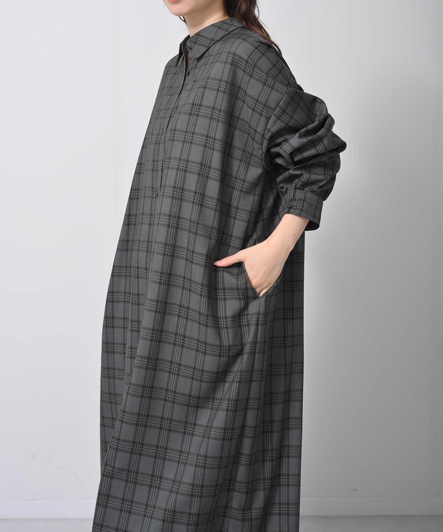 グレー×イエローチェック　model：H160