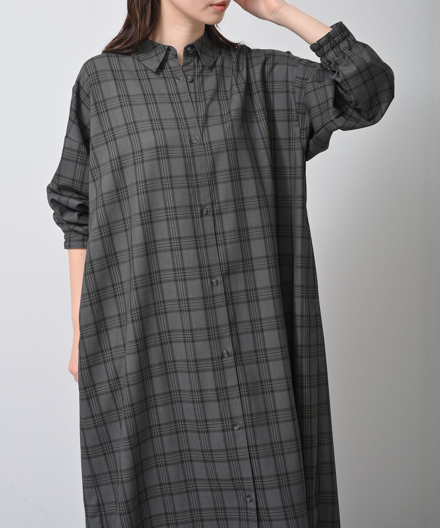 グレー×イエローチェック　model：H160