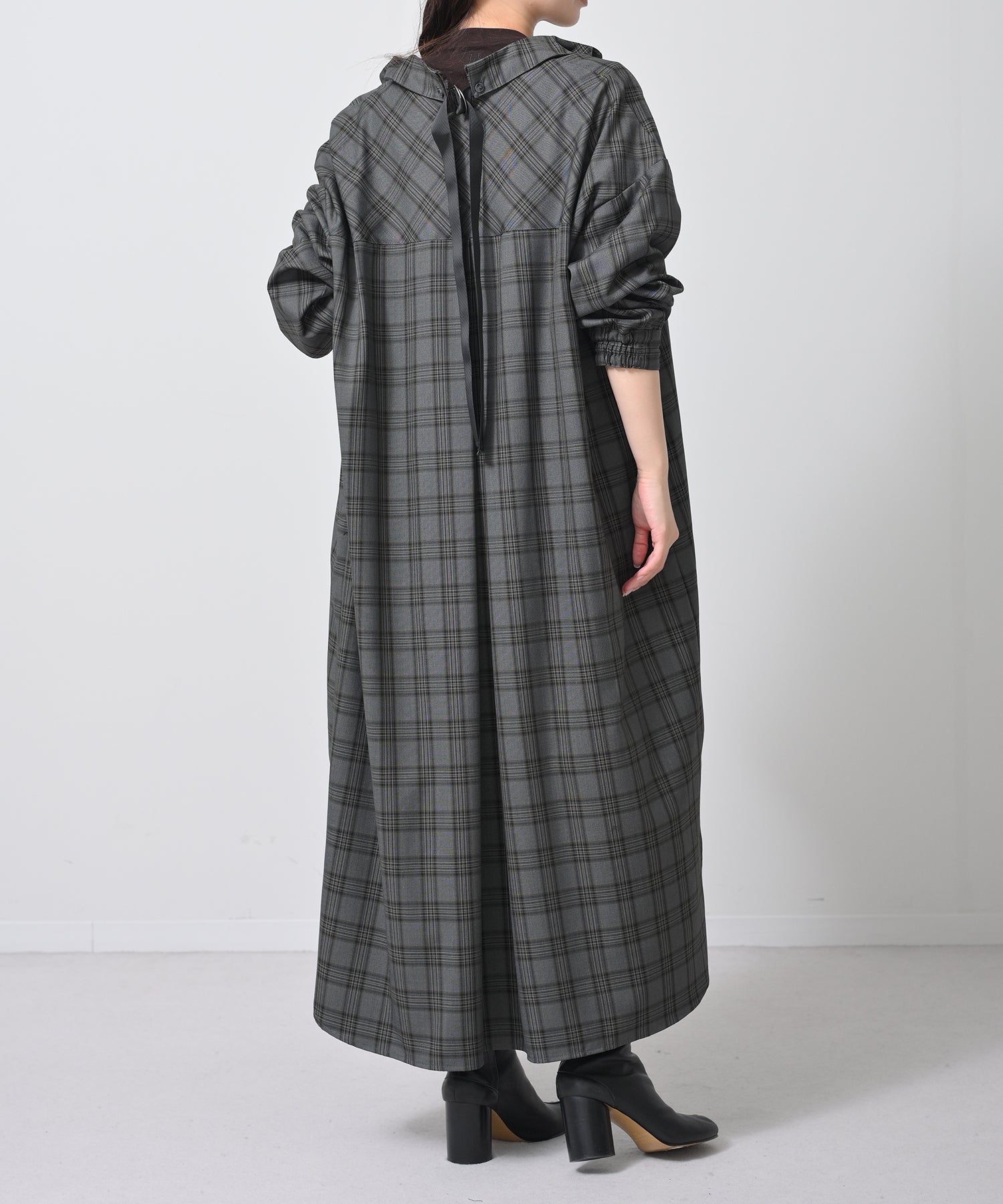 グレー×イエローチェック　model：H160