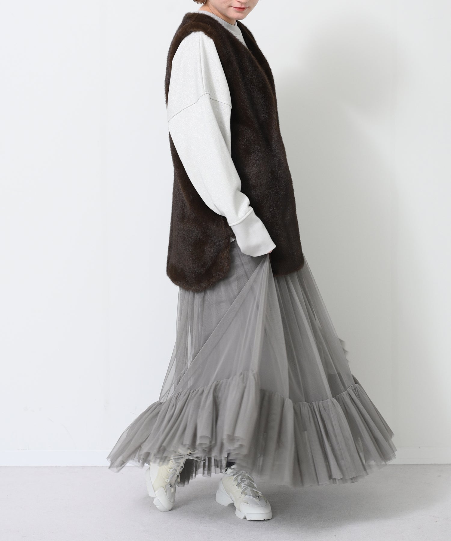 カーキ / ブラック×ブラウン共通ファーベスト　model：H163