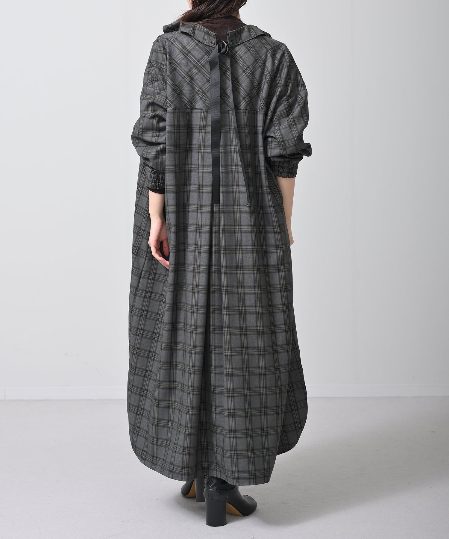 グレー×イエローチェック　model：H160