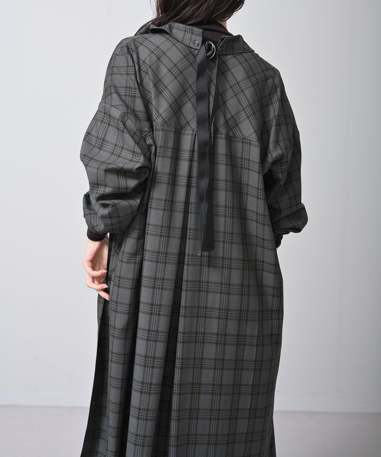 グレー×イエローチェック　model：H160