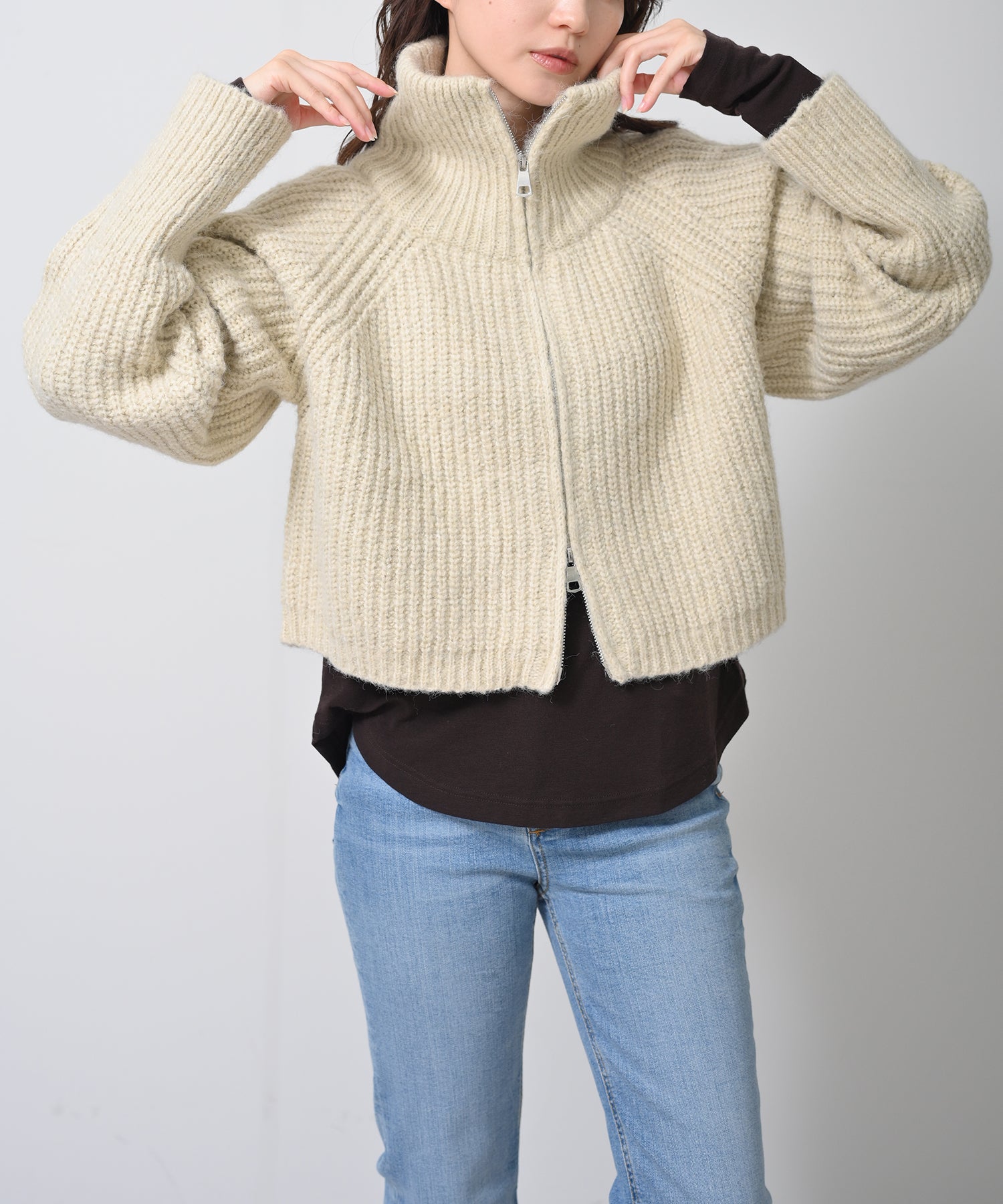 Chunky Zip-Up Knit Jacket