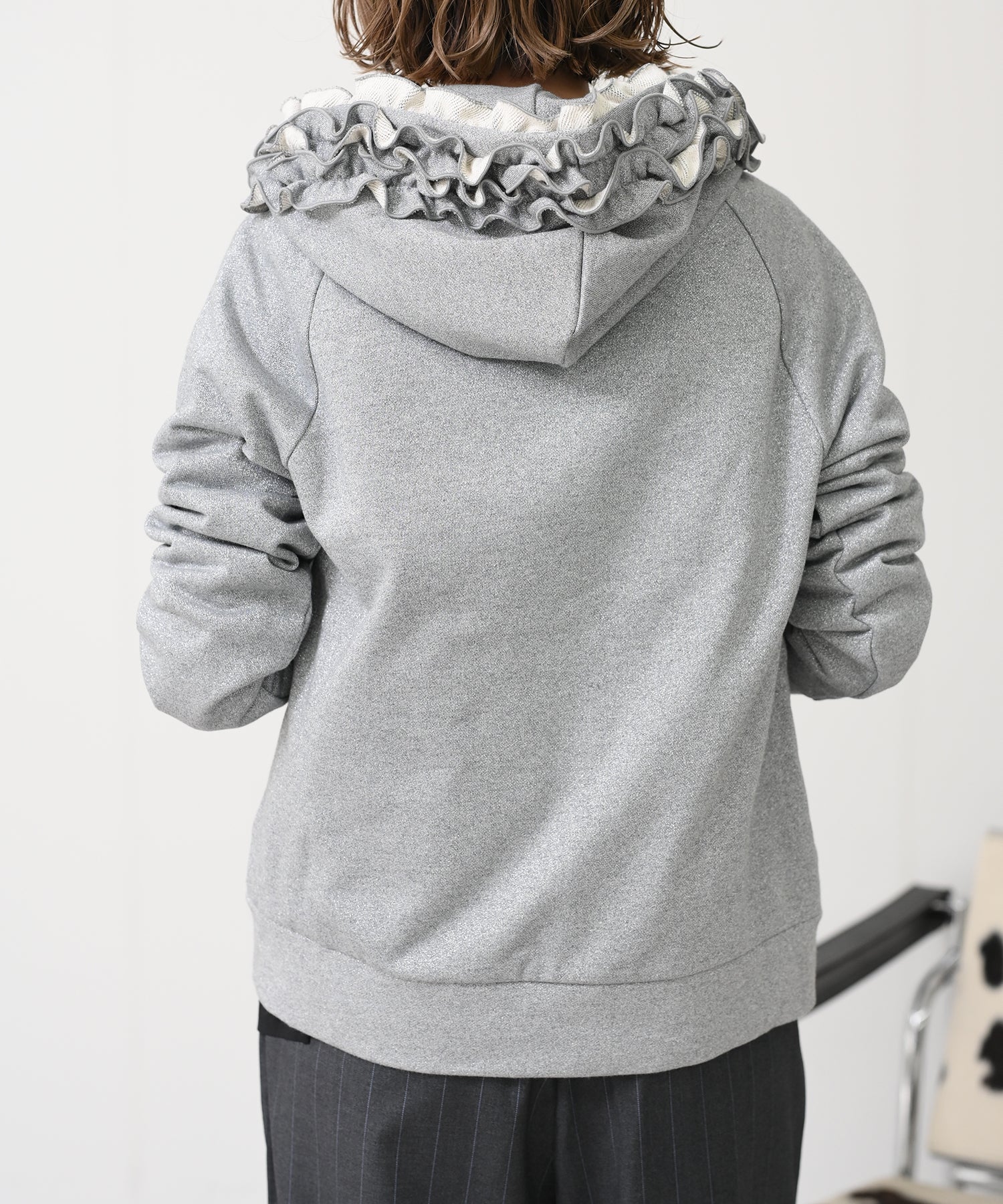 Frilled glitter hoodie