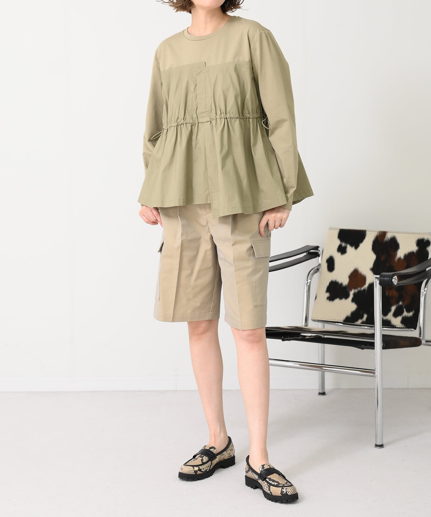 トップス EESETT&Co khaki Bustier-style Asymmetrical Tops