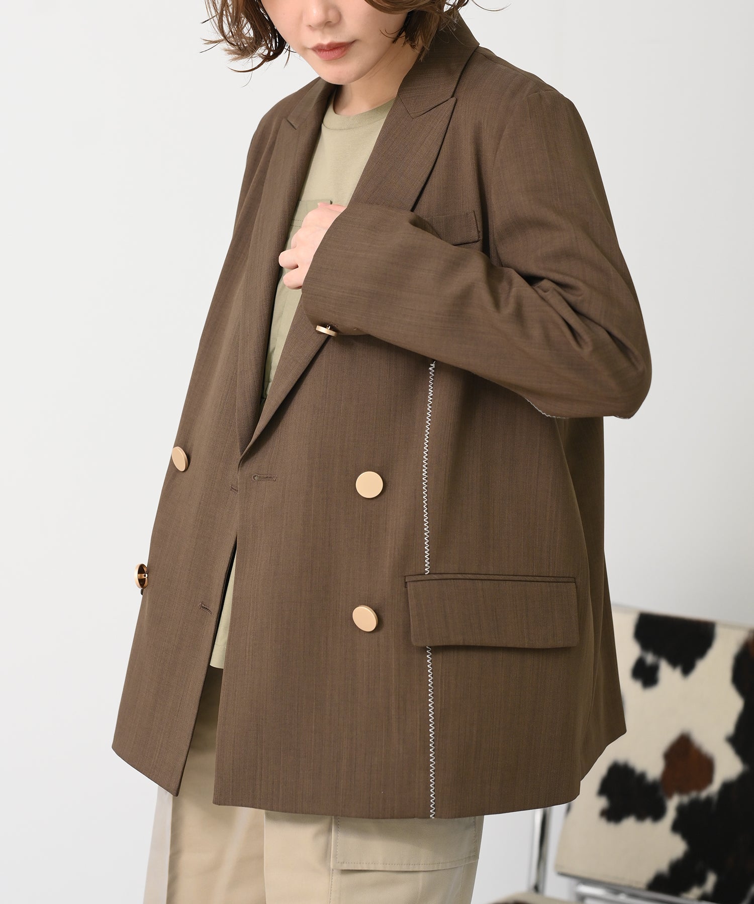 Zigzag Stitch Tailored Jacket