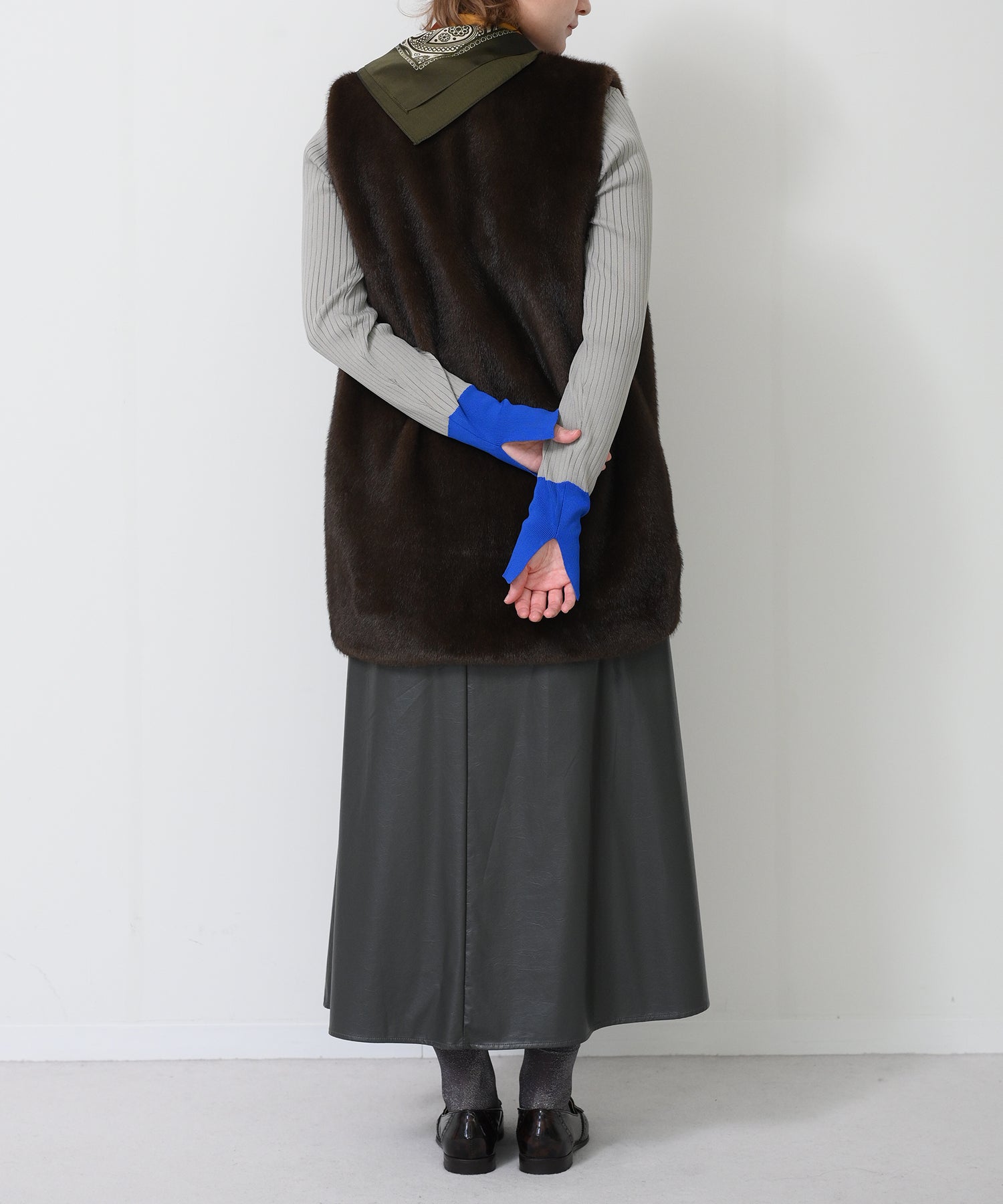 Faux Leather Gather Flare Skirt