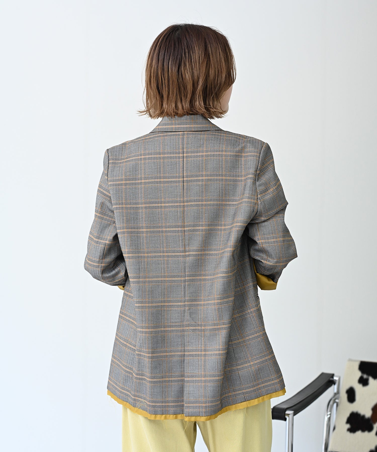 グレー×イエローチェック　model：H167