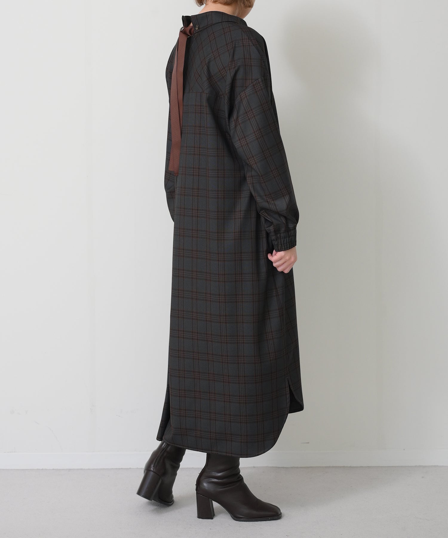 チャコール×オレンジチェック　model：H163