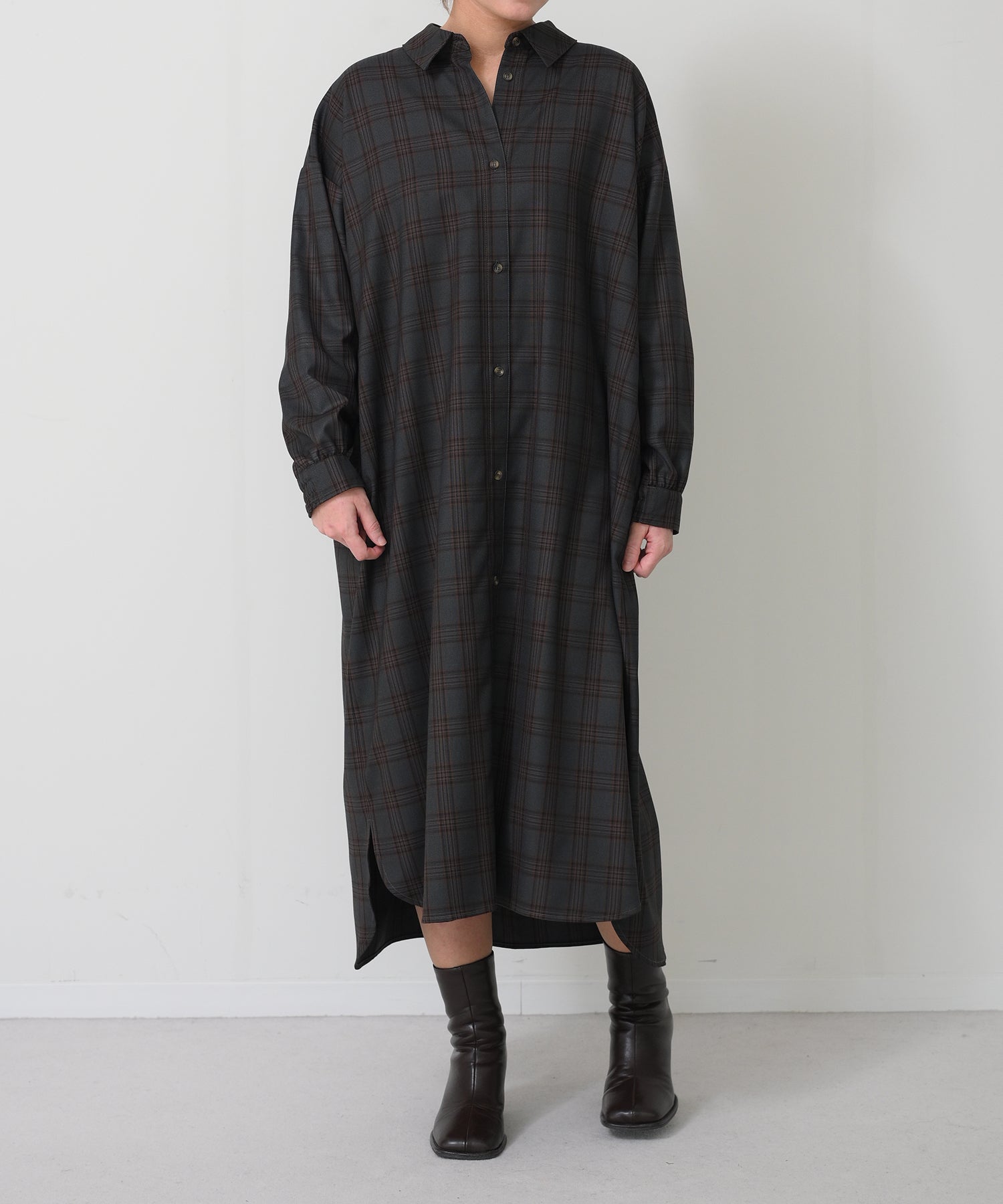 チャコール×オレンジチェック　model：H163