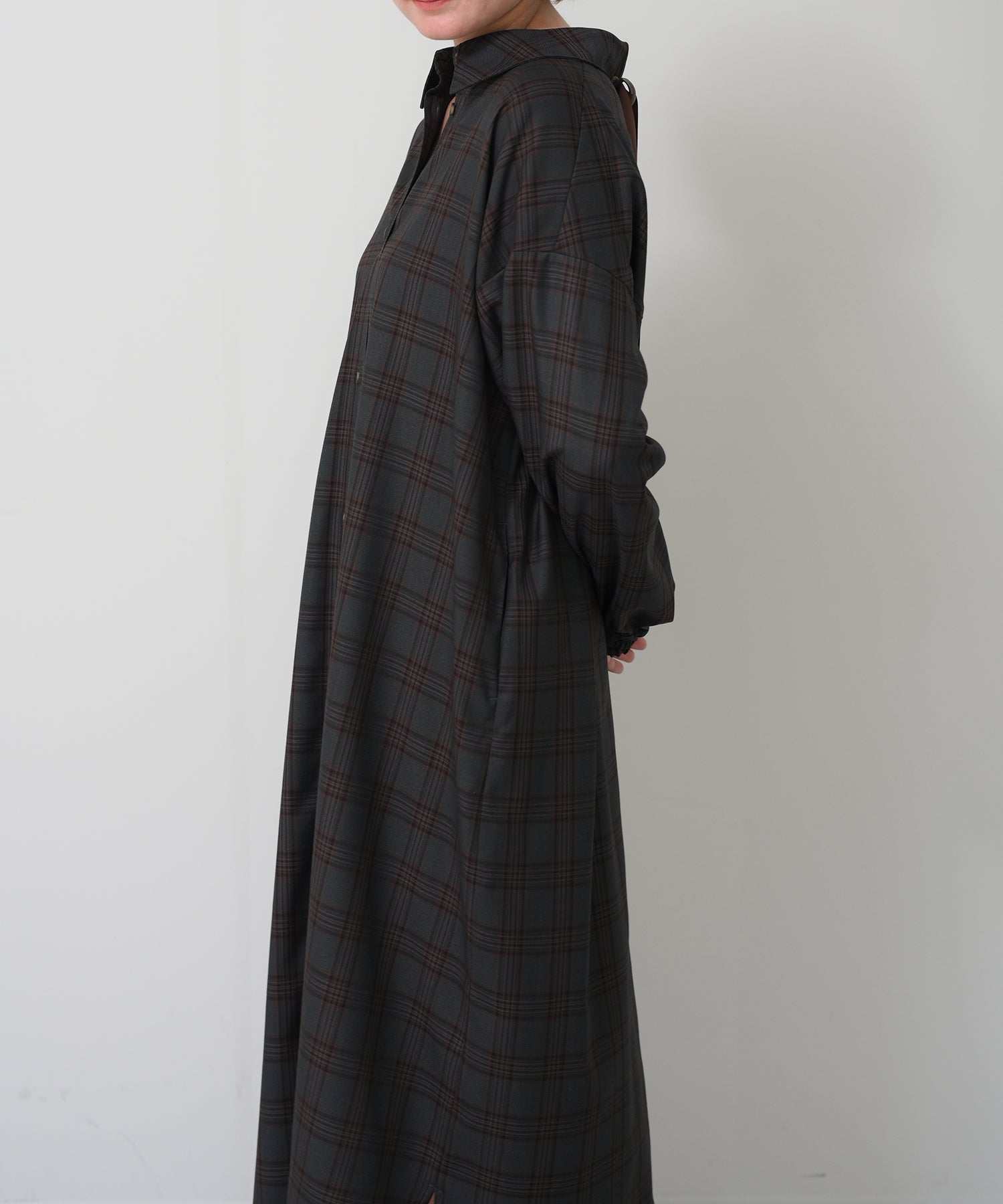 チャコール×オレンジチェック　model：H163