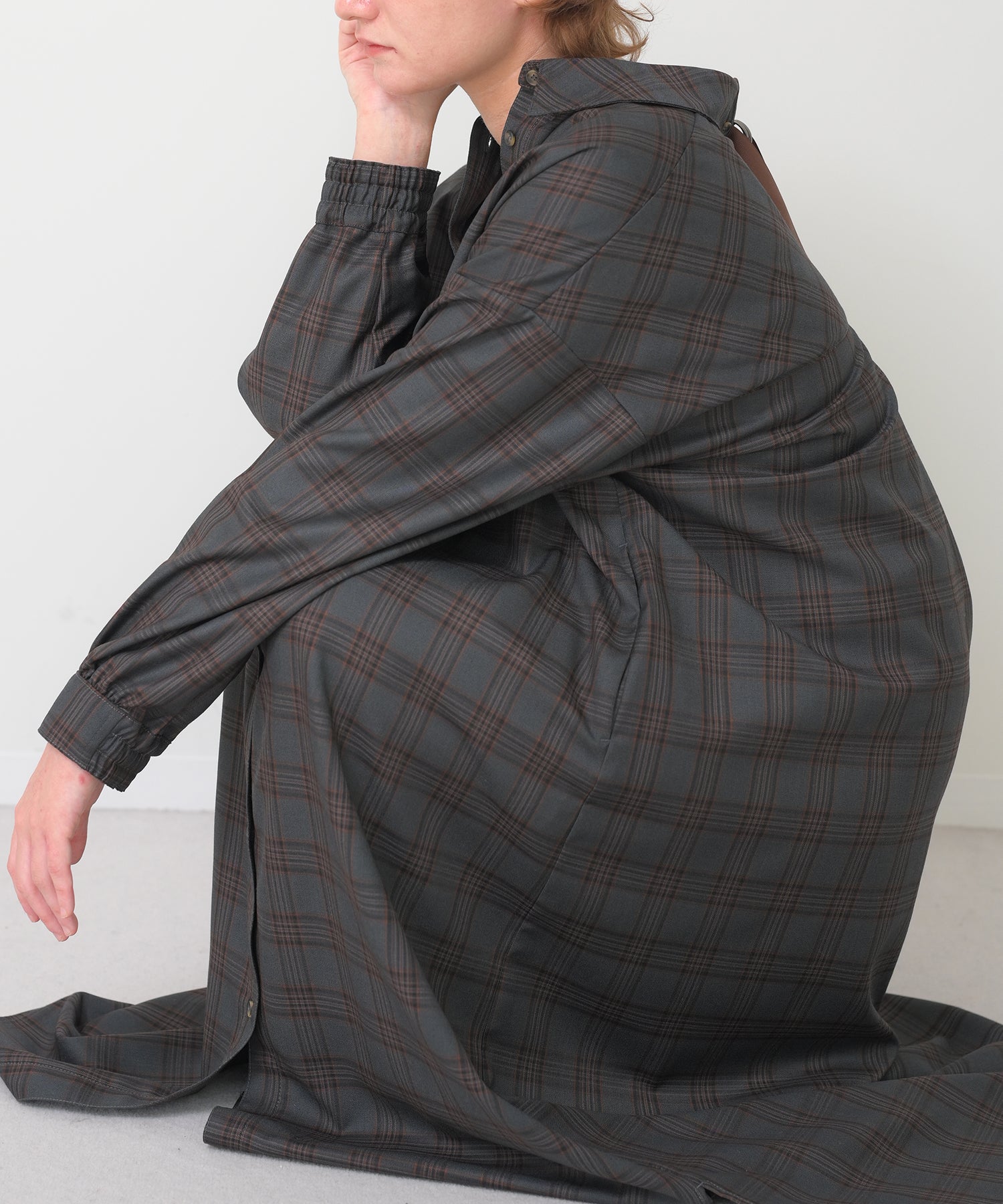 チャコール×オレンジチェック　model：H163