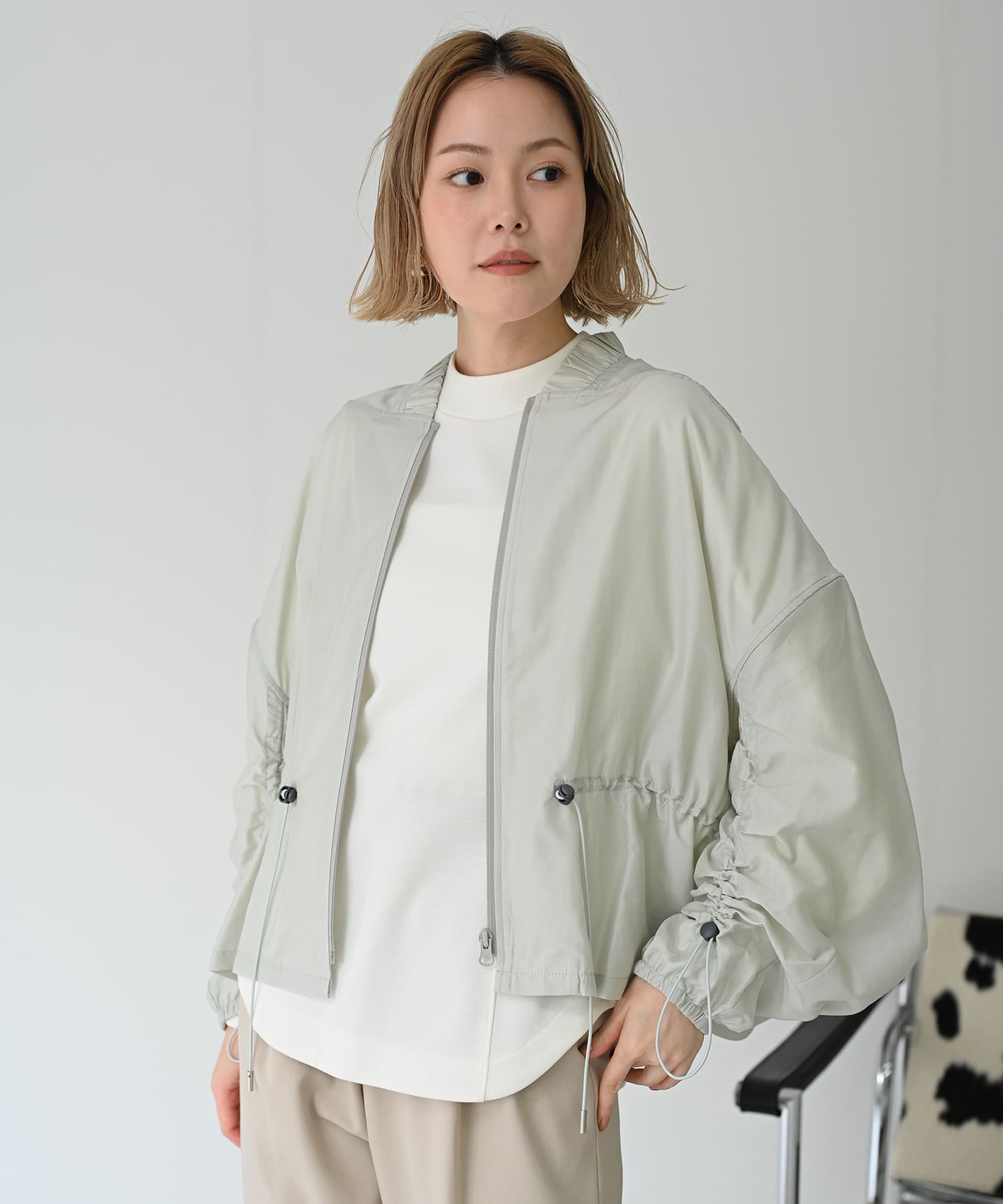 【Timesale】ドローコードギャザーブルゾン