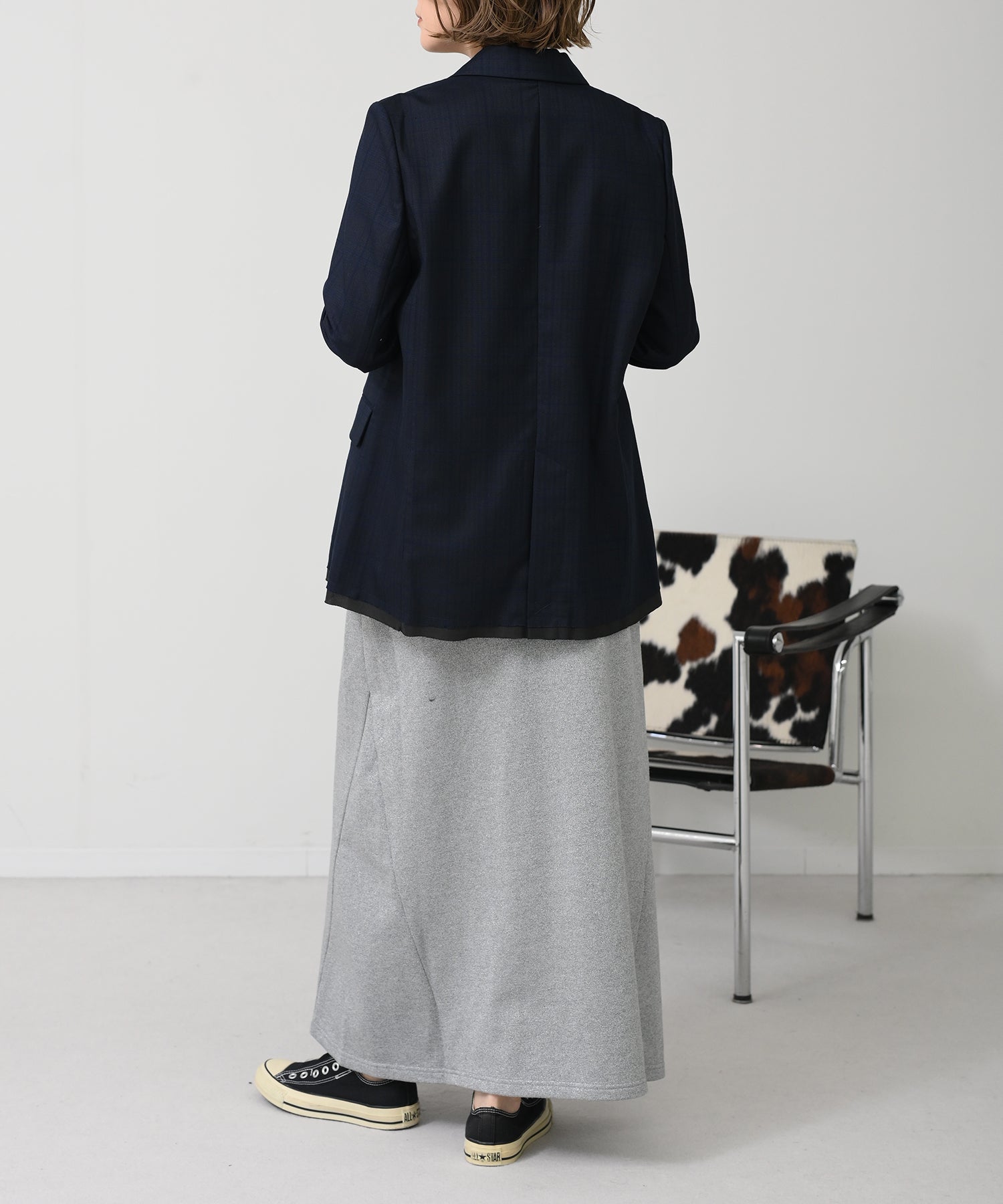 Bicolor Cutoff Check Jacket