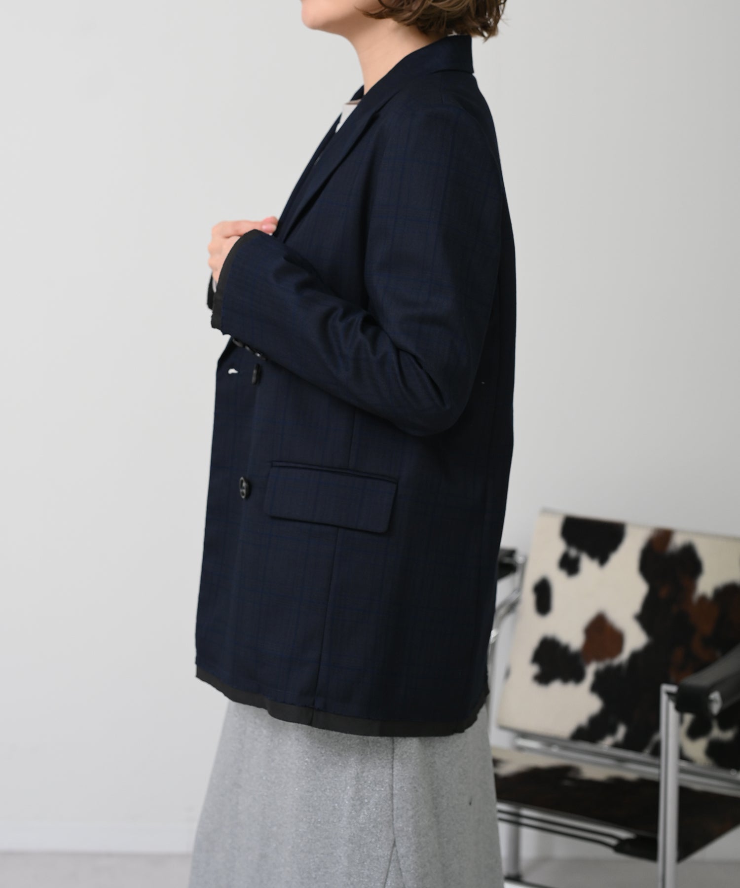 ネイビー×ブルーチェック　model：H167