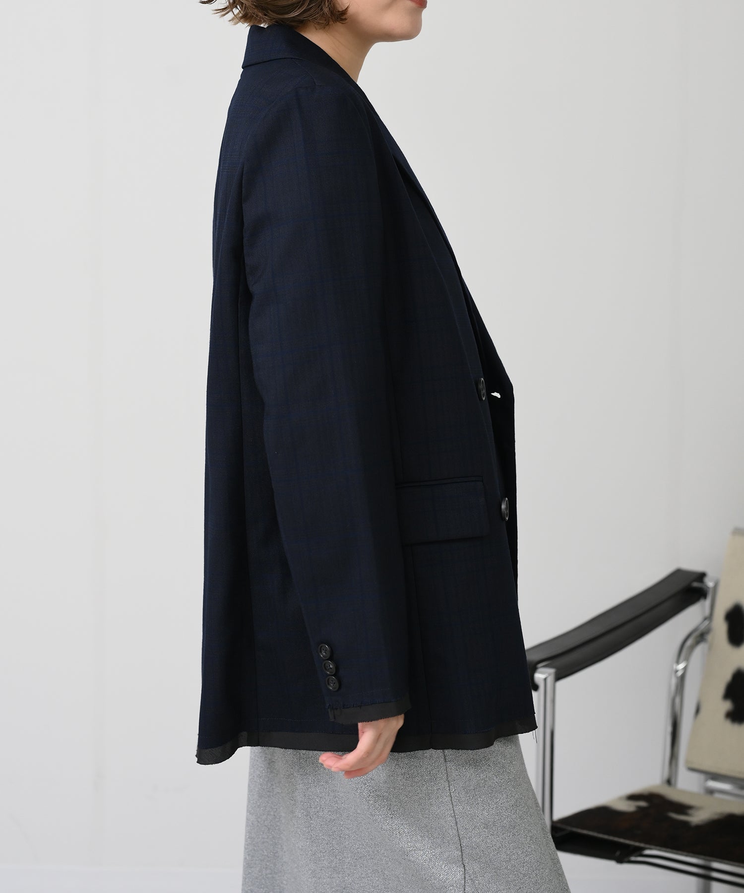 ネイビー×ブルーチェック　model：H167