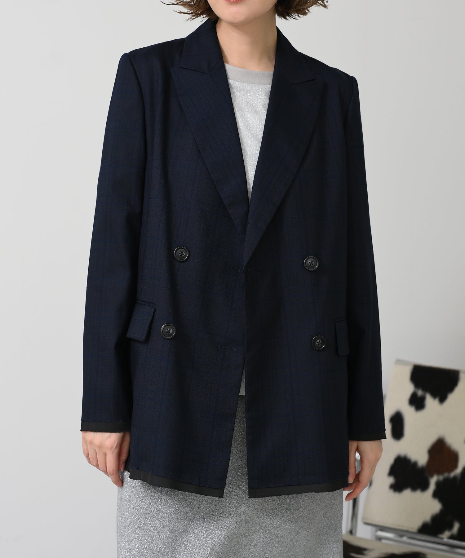 ネイビー×ブルーチェック　model：H167