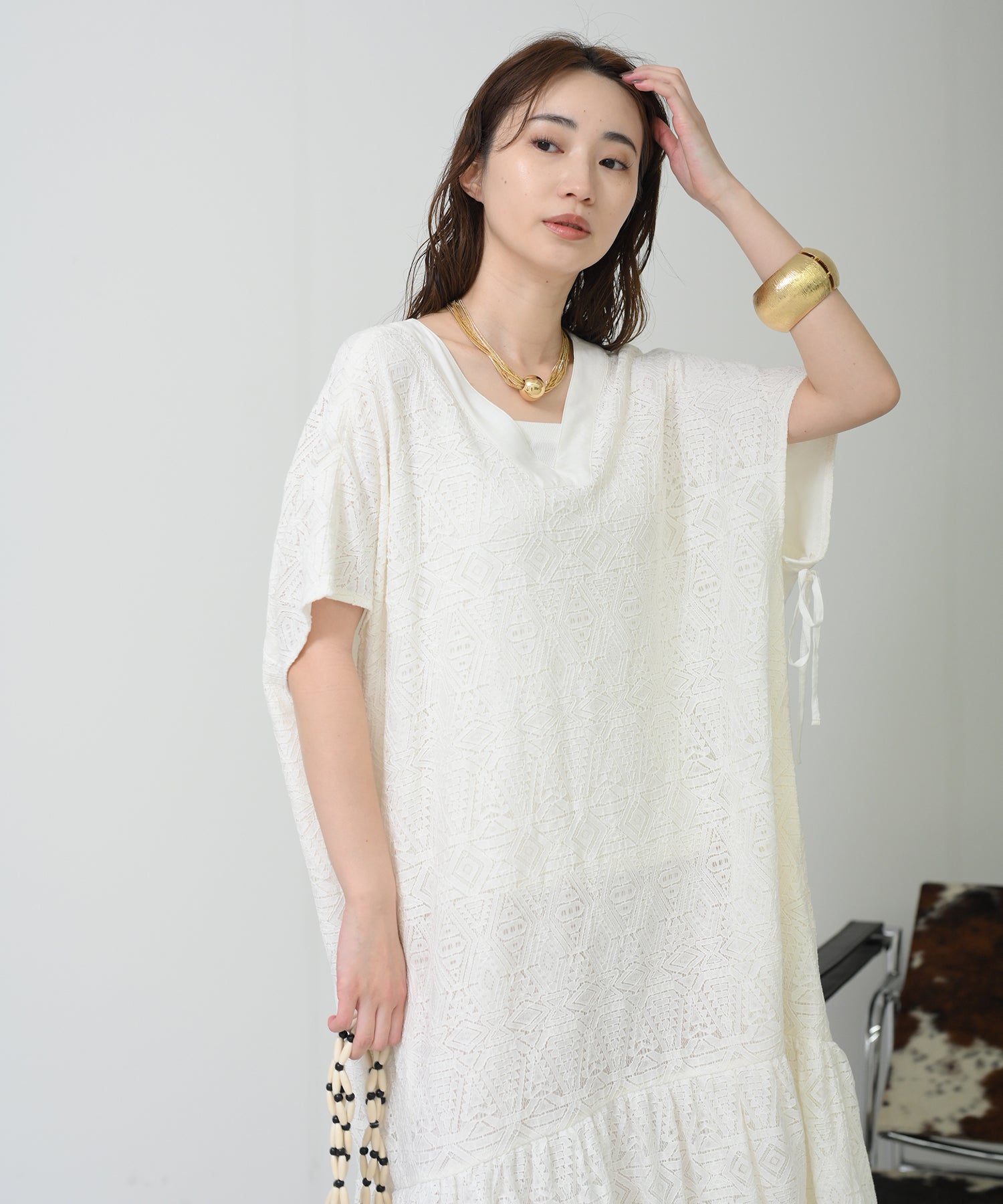 チャト様　レースワンピース　anySiS 洗える】 ドットチュールレース ドレス / any SiS