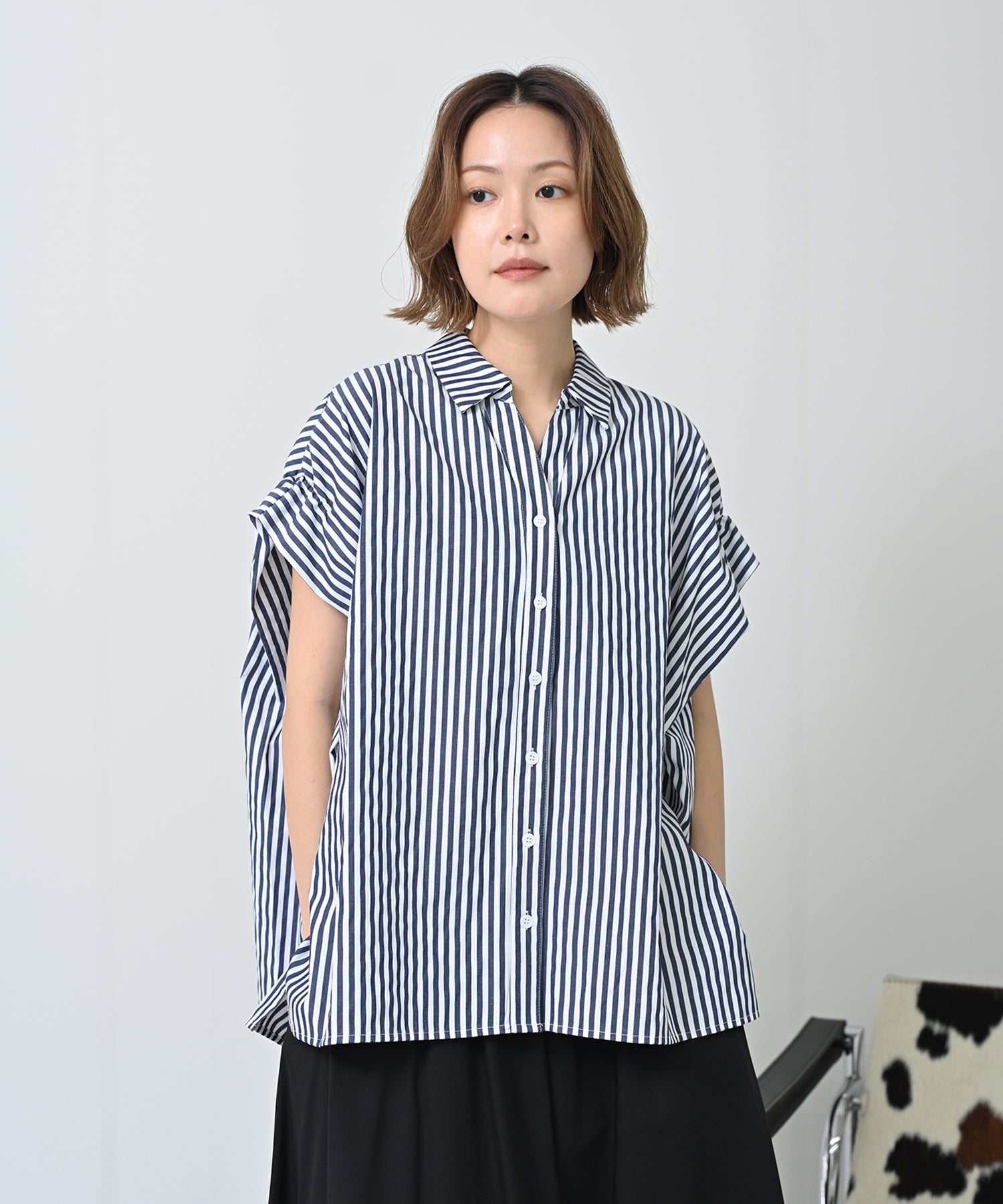 ダークネイビー×オフ　model：H167