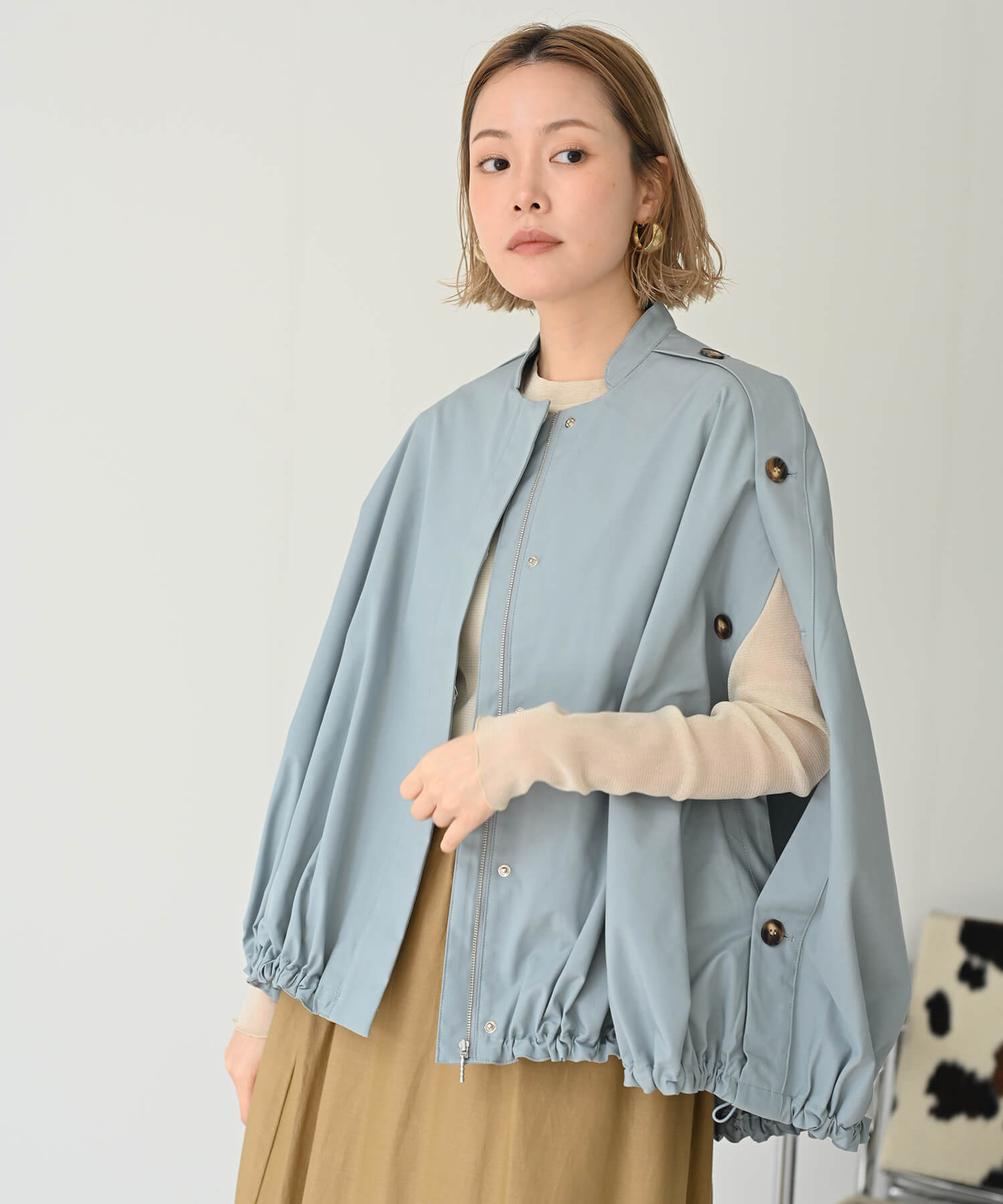 【Secretsale】Side Button Poncho
