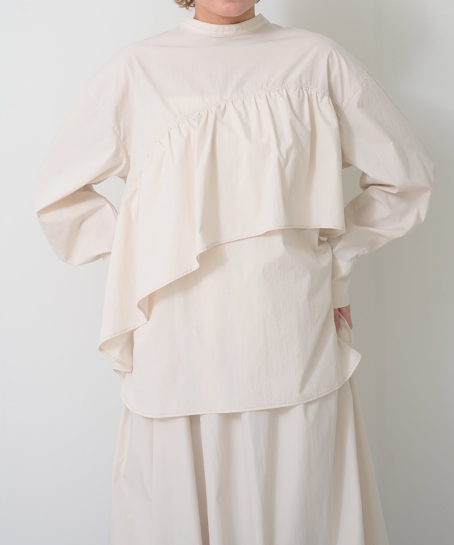 ミュージシャン Layered Pleats Pants /2way Frill Shirts 2-way Broad Frill Blouse