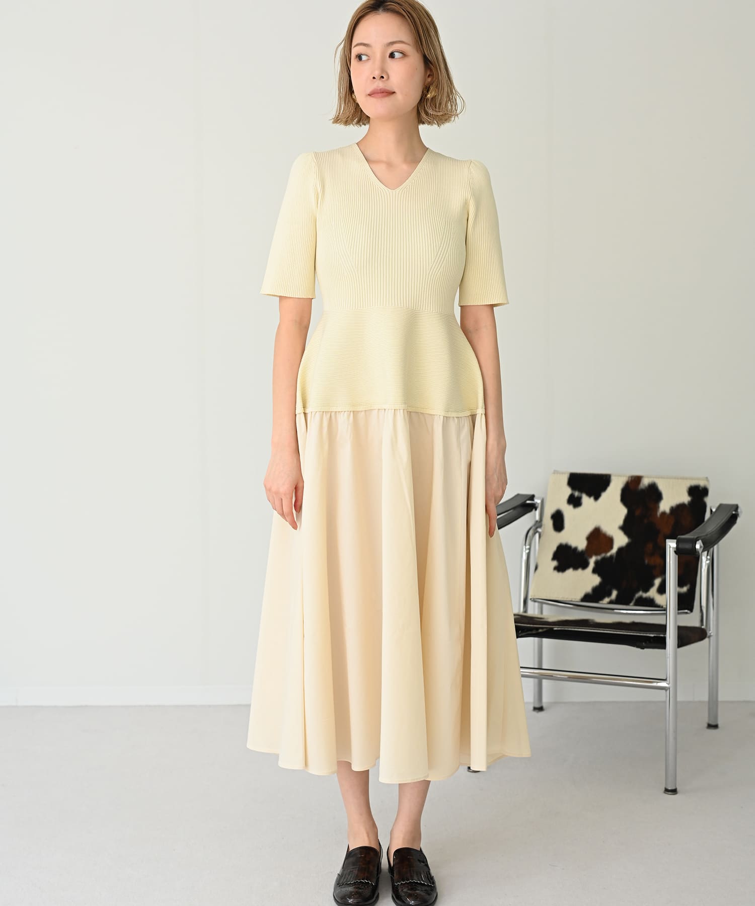 【Secretsale】V-neck knit dress