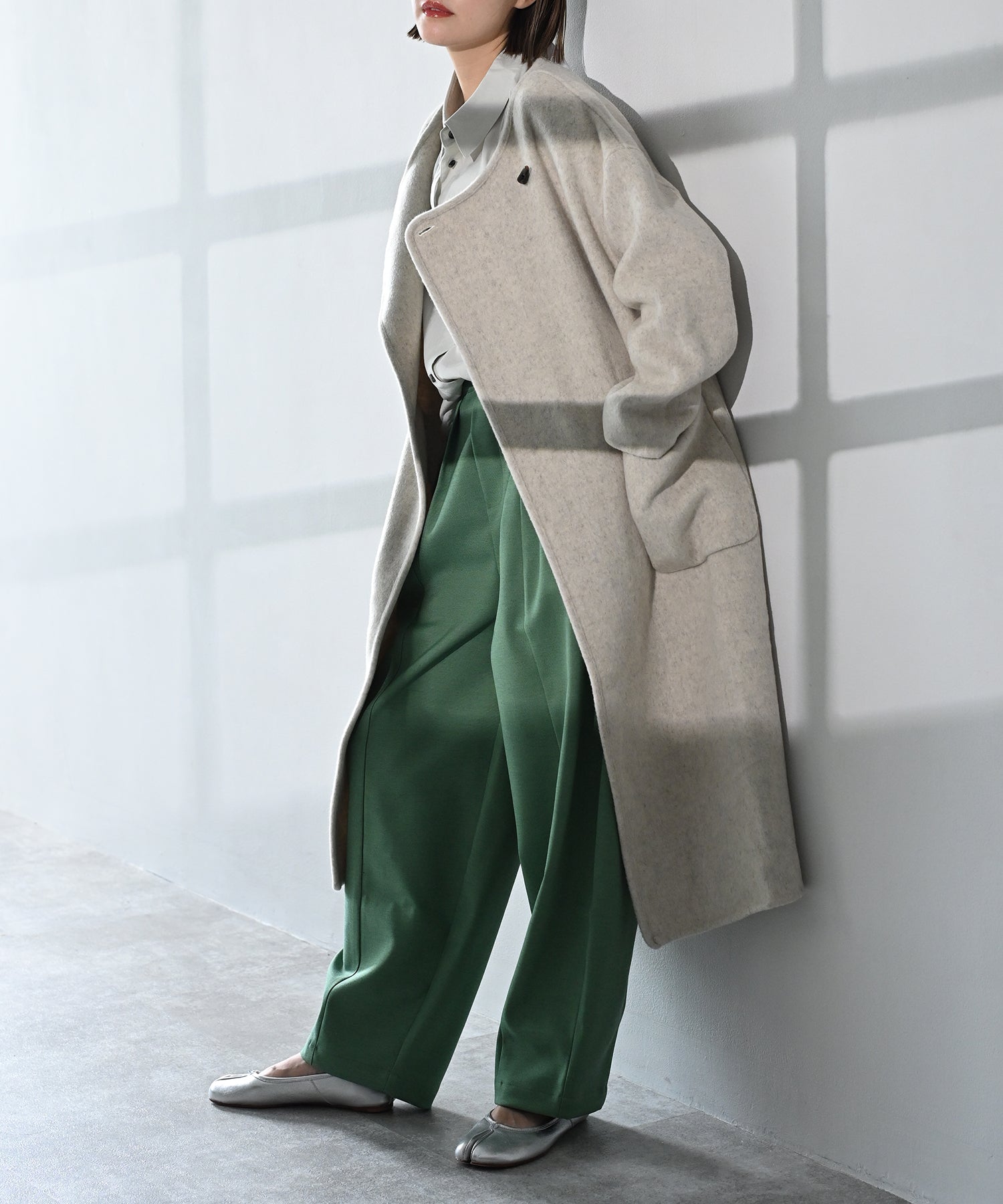 Wool Scarf-Integrated Long Coat