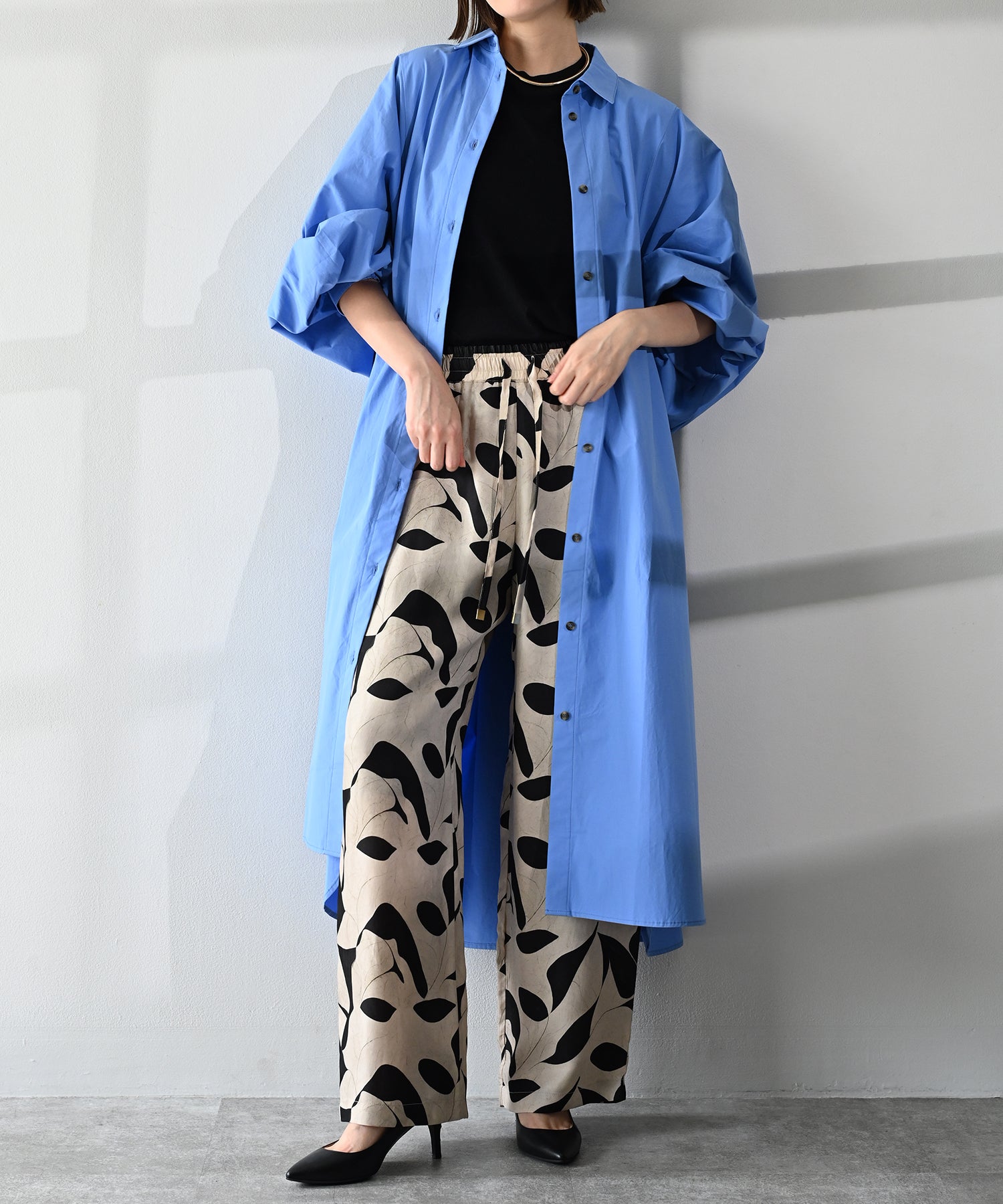 Airy Volume Cotton Shirt Dress