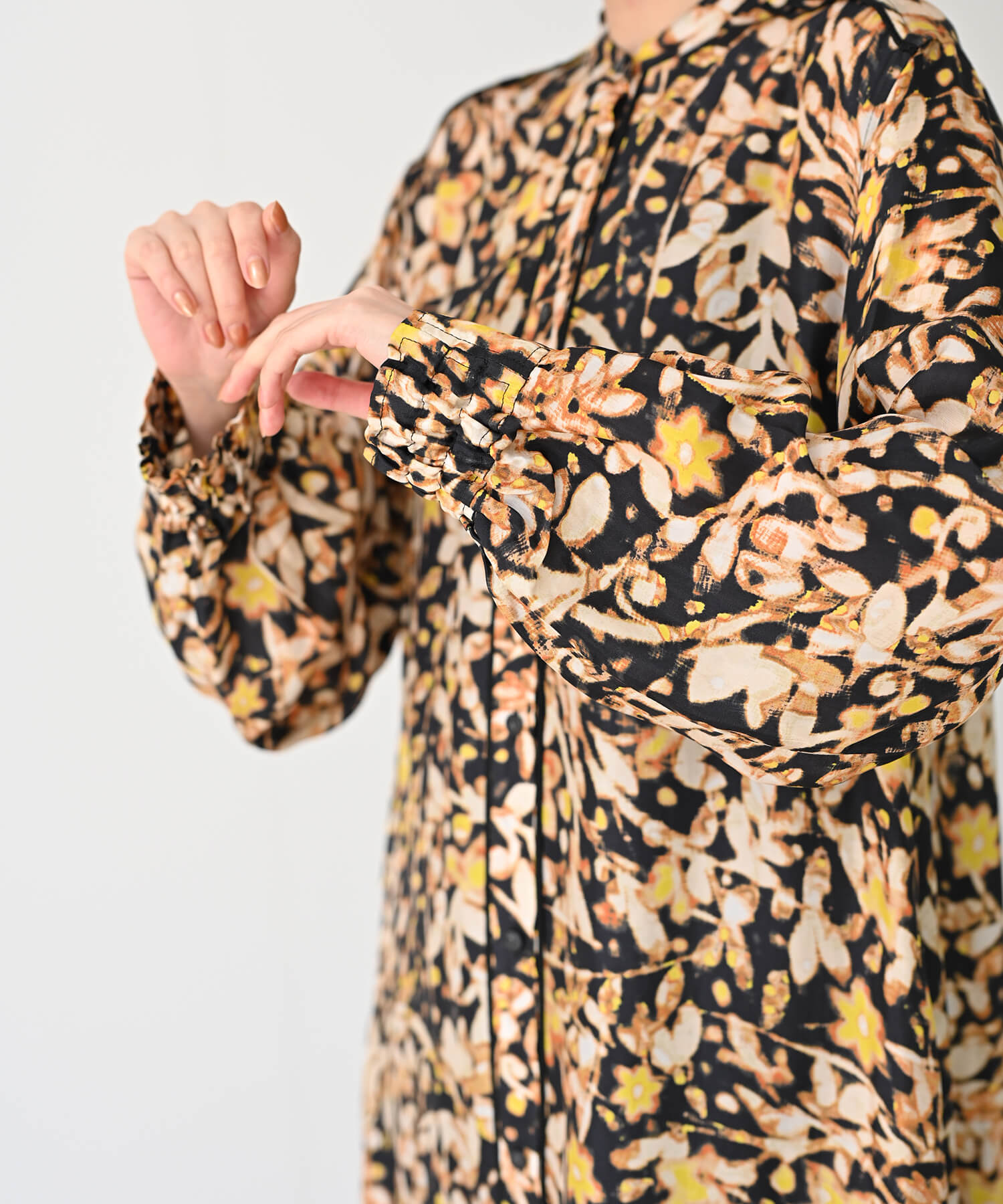 【Secretsale】パイピングラインシャツ柄ワンピースドレス