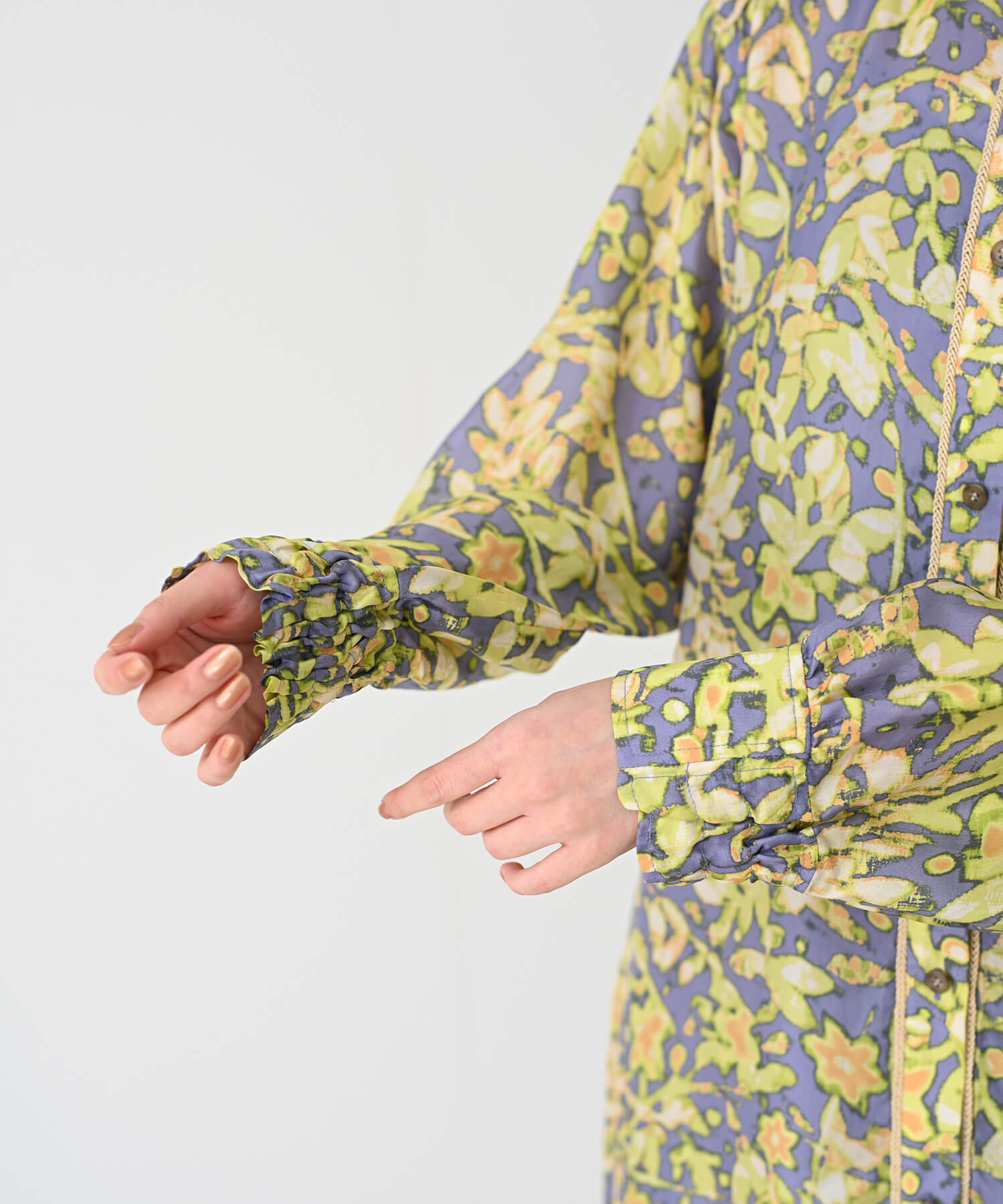 【Secretsale】パイピングラインシャツ柄ワンピースドレス