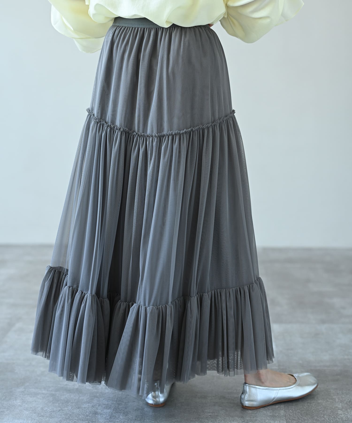 【Secretsale】ギャザーチュールティアードスカート