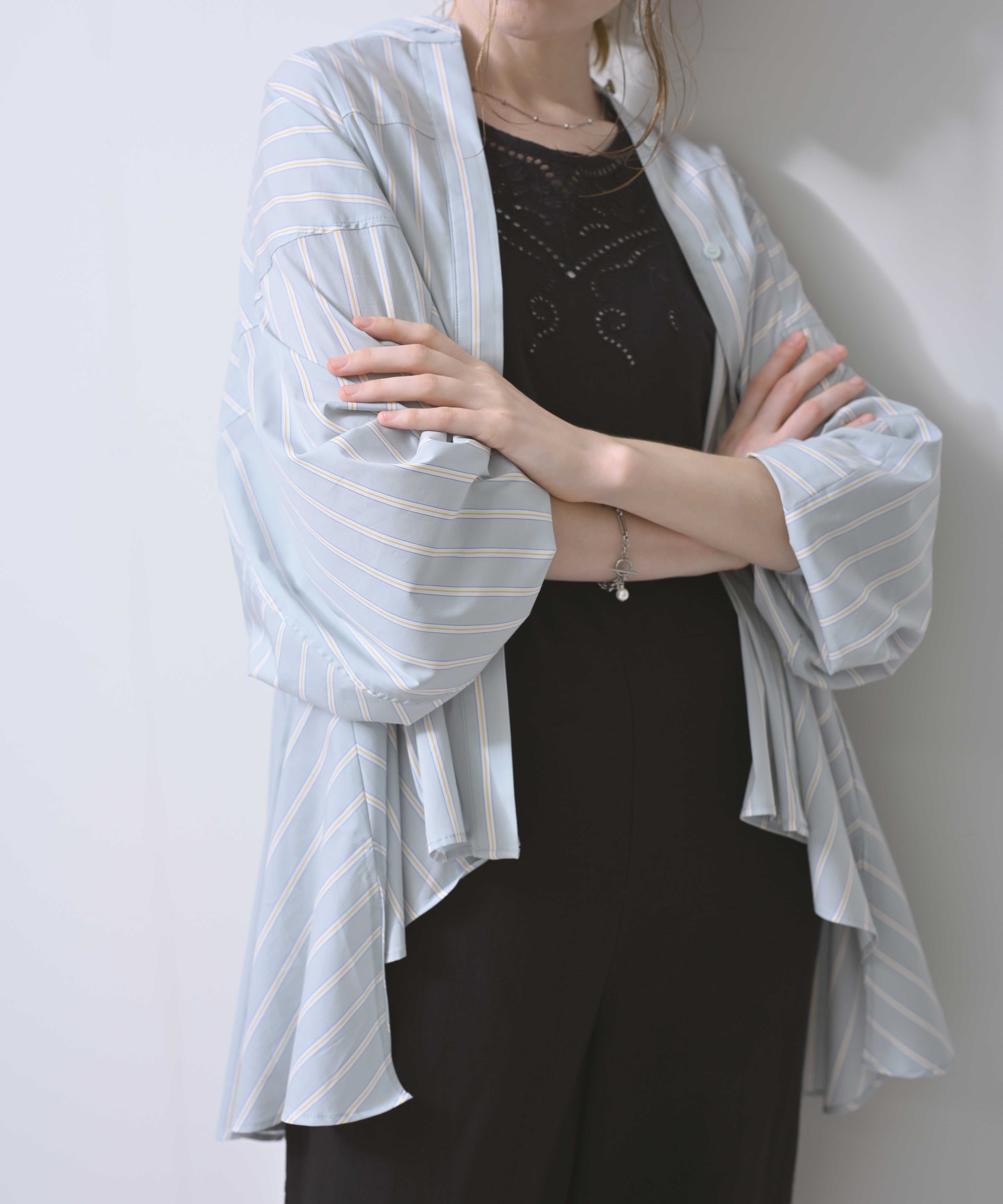 Band Collar Balloon Blouse