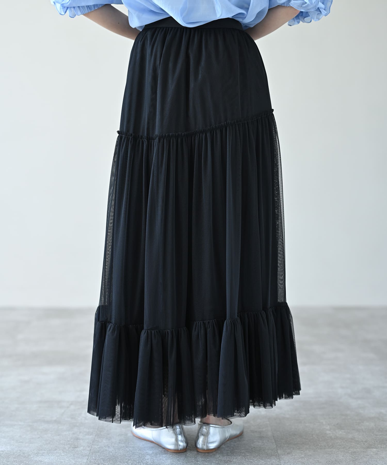【Secretsale】ギャザーチュールティアードスカート