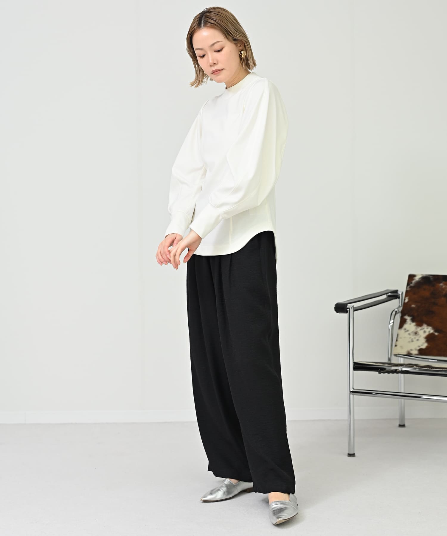 レーヨンタックワイドパンツ