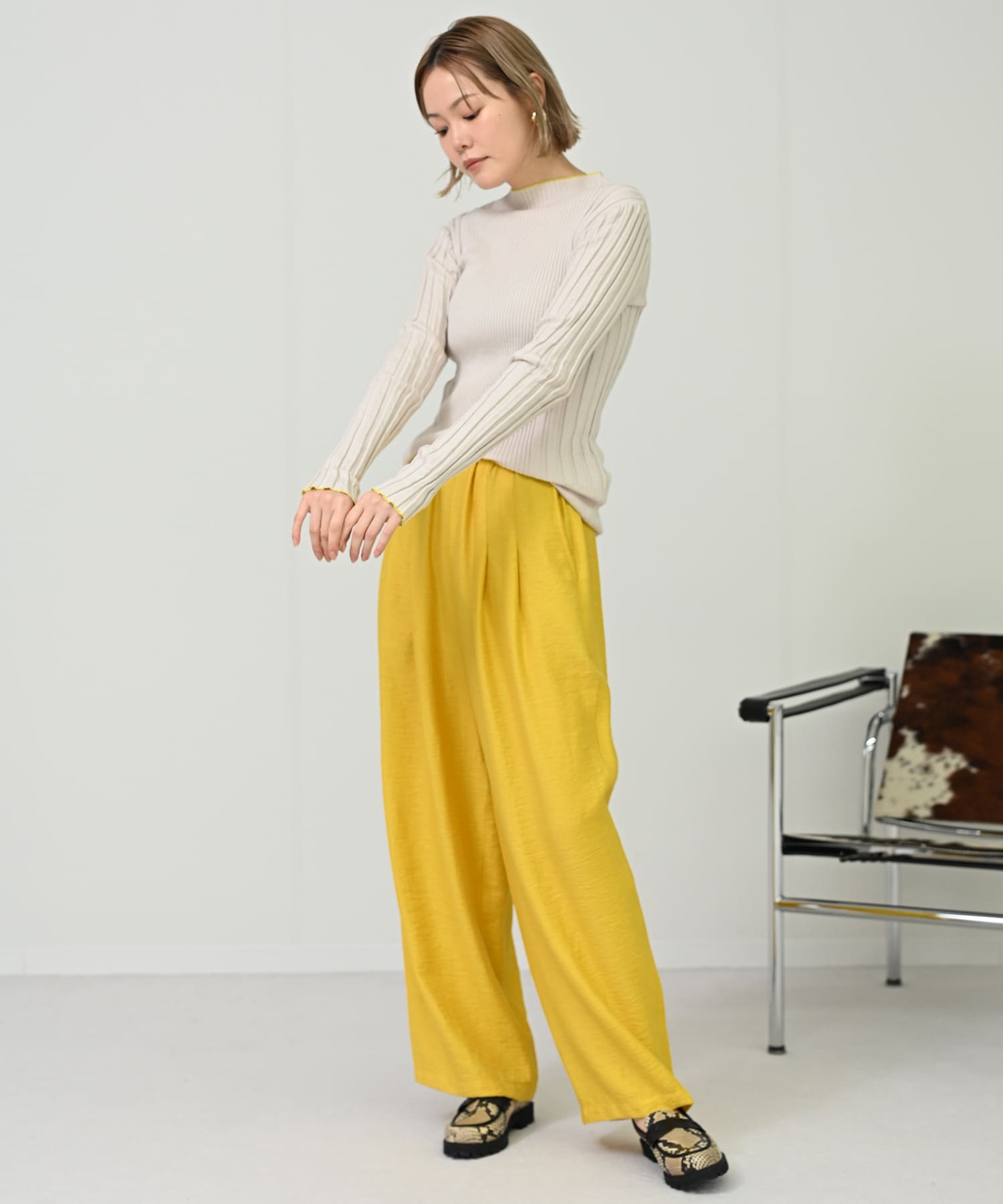 【Timesale】レーヨンタックワイドパンツ