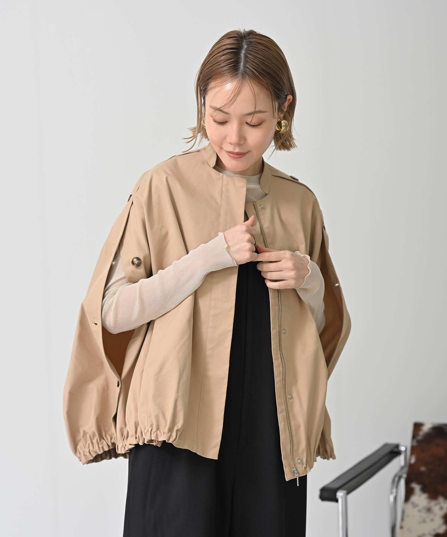 【Secretsale】Side Button Poncho