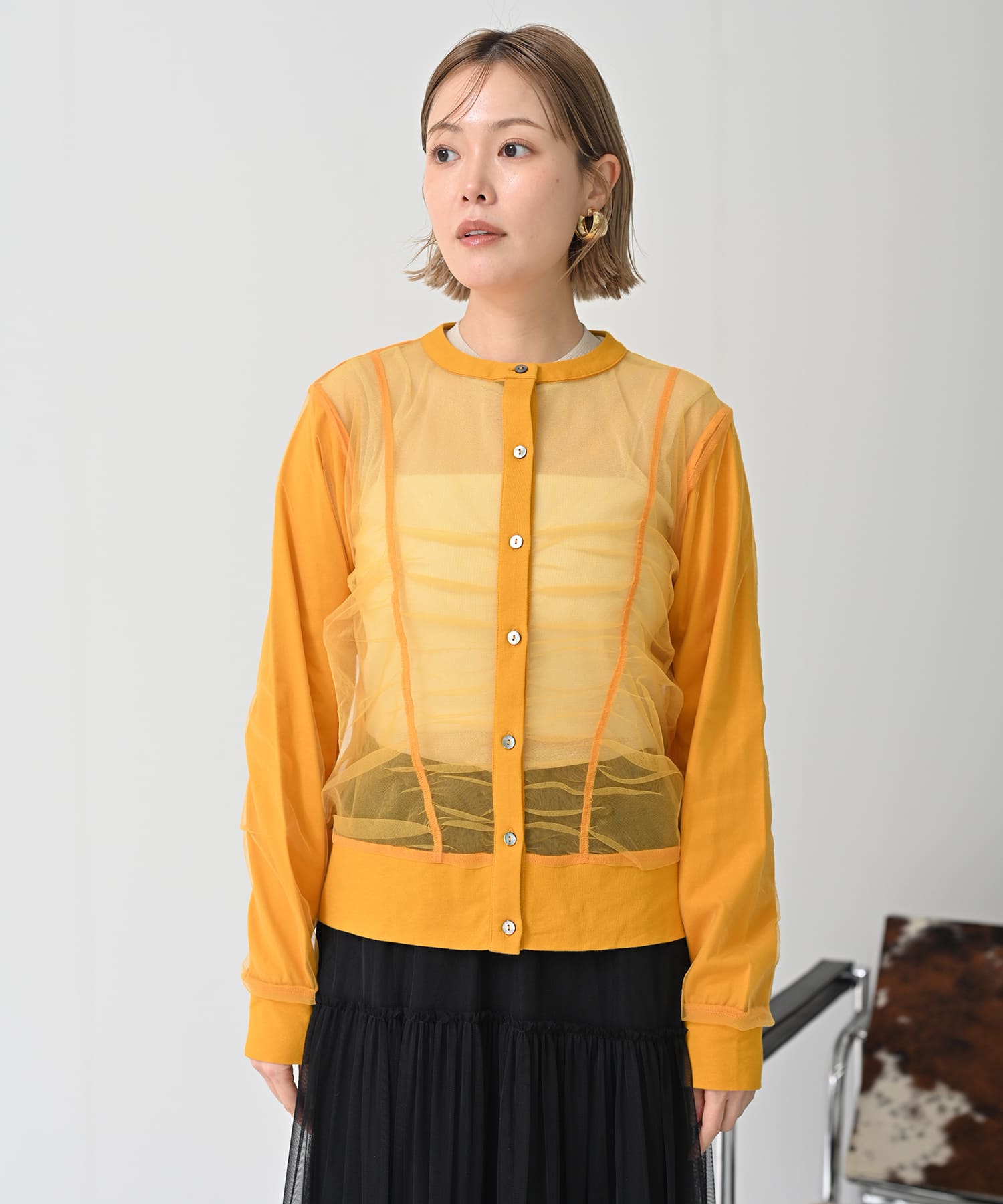 【Timesale】フロントチュールカーディガン